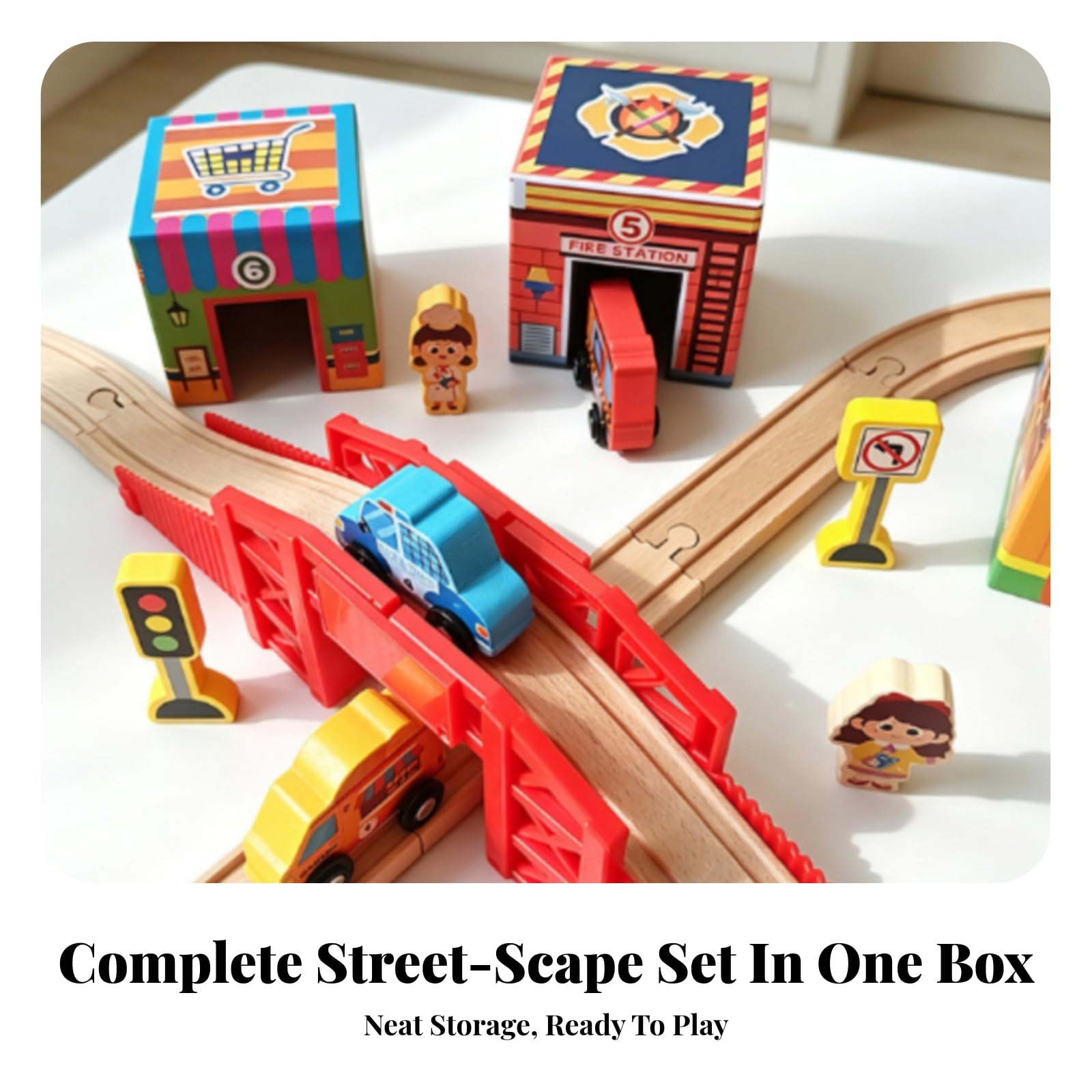 Set Juego Transporte para Apilar Compacto, Juguete Tráfico Apilable con Edificios Dibujados, Interactivo, Set Tráfico Infantil con Vehículos y Señales