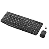 Wireless Keyboard and Mouse Combo,KOORUI 2.4G/Bluetooth Silent Full Size Ergonomic Keyboard with 12 Shortcut Keys & 5 DPI Mouse,Cordless,Battery Included,Compatible for Laptop/PC/Windows/Mac