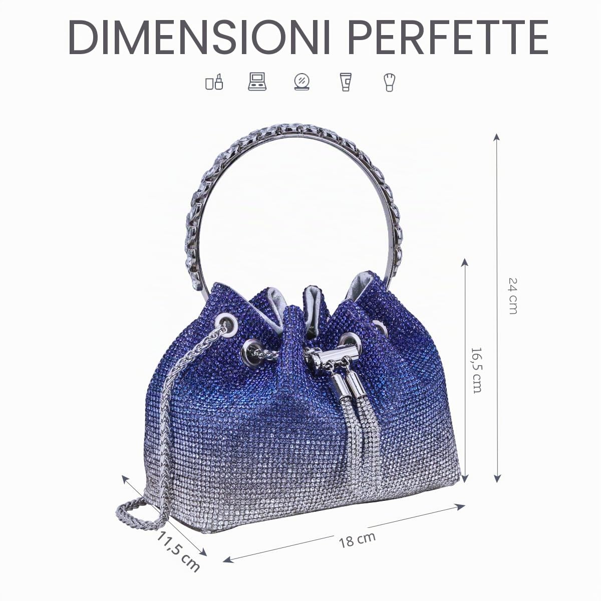 TOPALL Pochette Donna Elegante,Brillantini Strass Glitter Pochette e Clutch Donna,Borsa Donna da Sera Piccola Borsette Brillantinata con. Glitter/Matrimonio/Festa/Bar/Modo