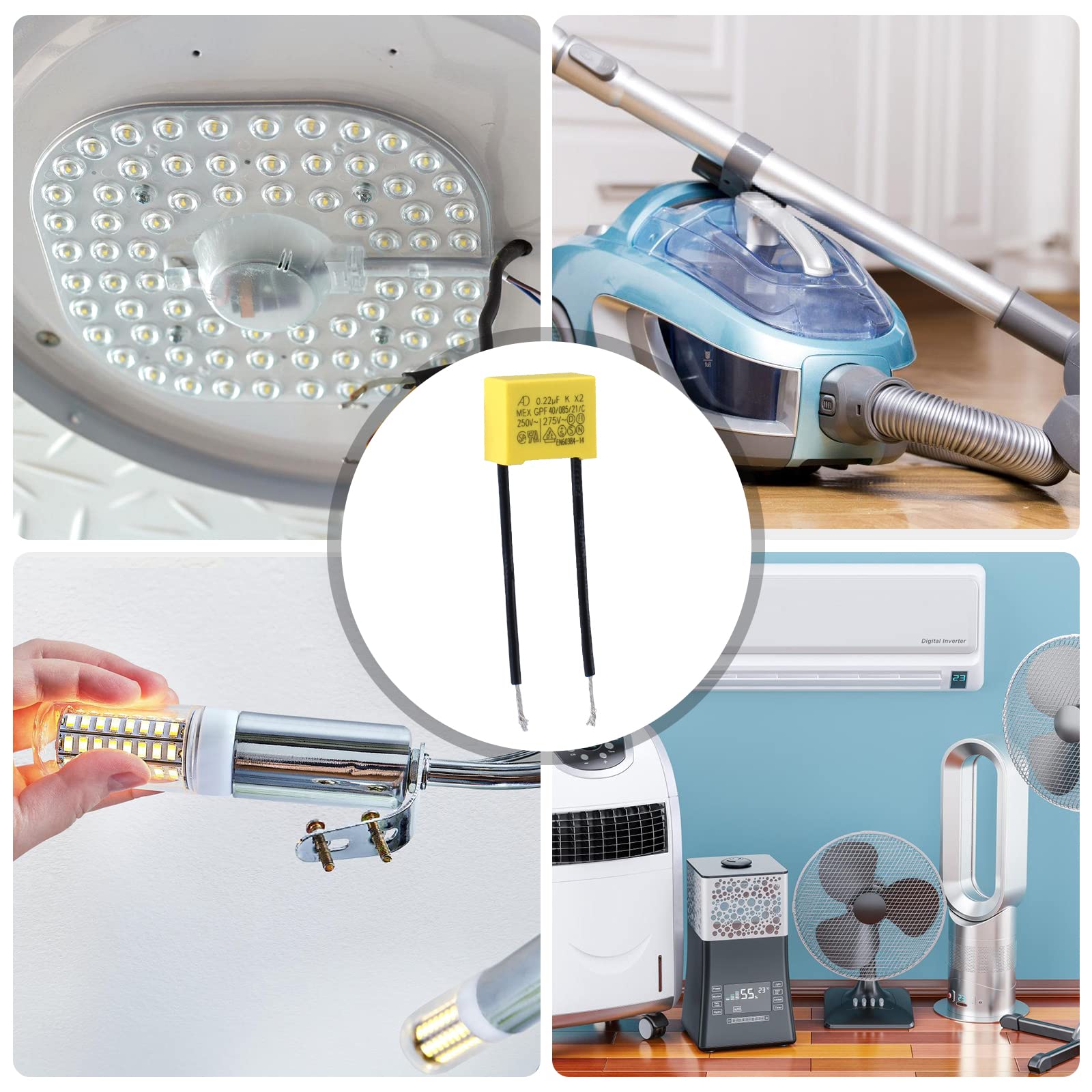 10 Sztuk LED Kondensator X2 0,22µF 275V do Usuwania Zakłóceń w Migających Końcówkach, Niewychodzące Lampy LED, Przeciwzakłóceniowy Promieniowy