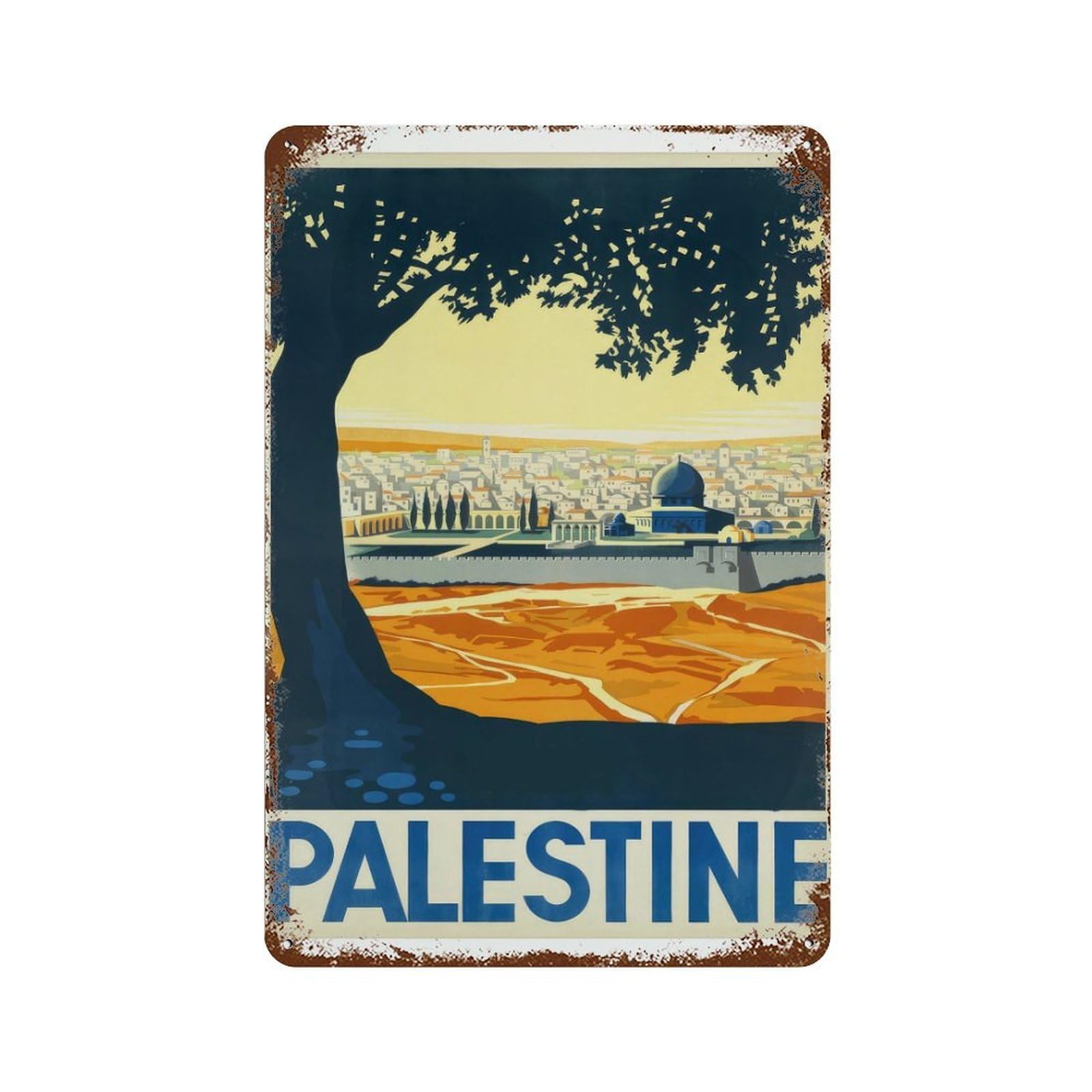 xiaoxiaoshen Retro Palestine Vintage Travel Map Wall Decor Art Metal Tin Poster Modern Home Decor Art Home Bar Shop Decorations Vintage Sign 30x20cm