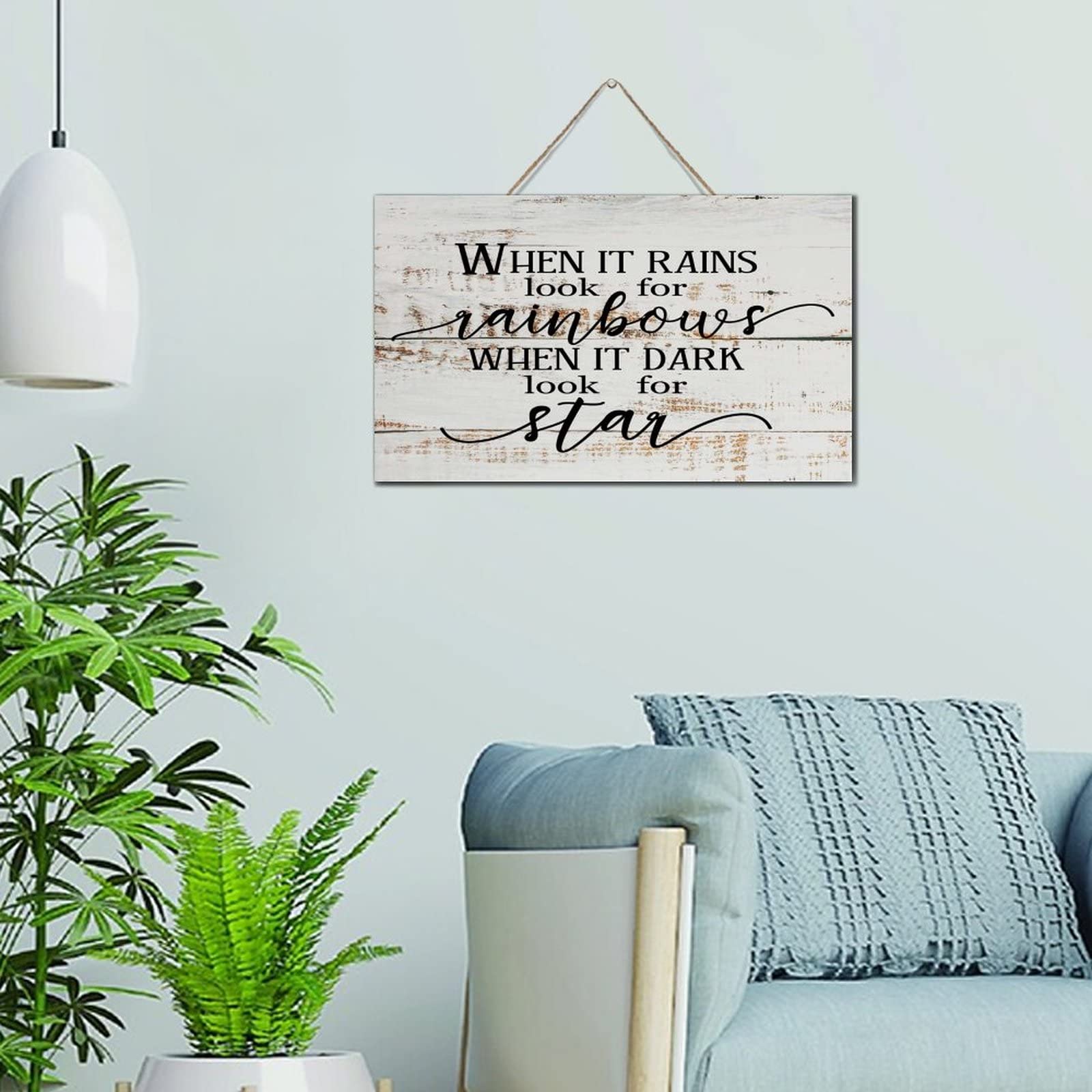 Nabrand Dark Retro Sign When It Rains Look For Rainbows When It Look For Star 6X10 In Rustic Home Signs Farmhouse Wood Wall Sign Plaque Hanging Decor Shiplap Signs Wooden