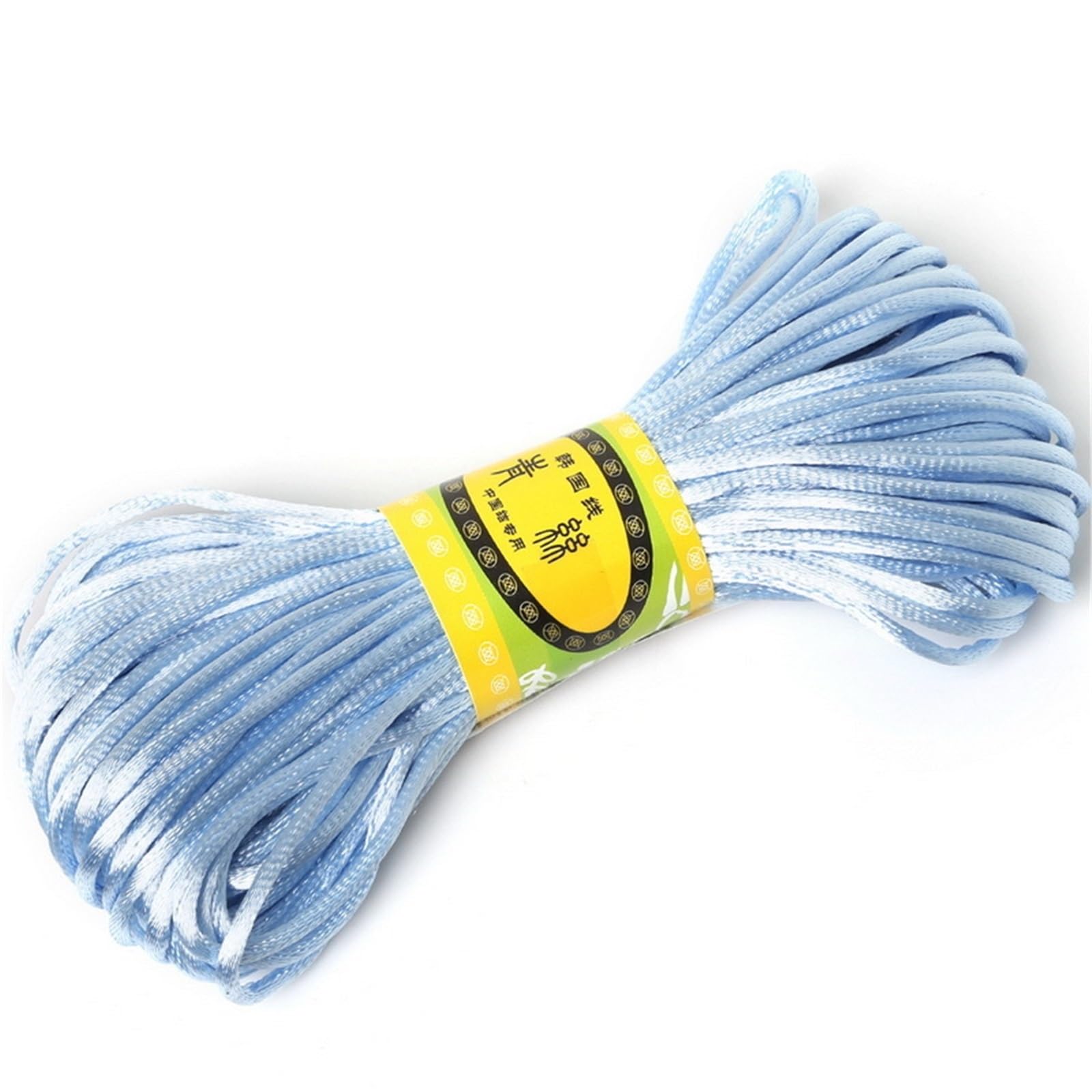 Nylon Cord Thread 10pcs 2.5mm 20Meters Soft Satin Rattail Silk Nylon Macrame Cord Kumihimo String for Making Bracelet, Necklace, Chinese Knot(Light Blue)