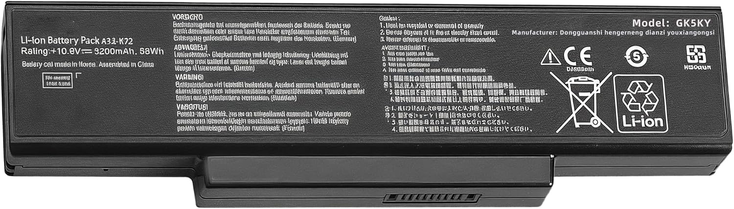 48wh A32-K72 Replacemnet Laptop Battery for ASUS K72D K72DR K72DY K72F K High Performance