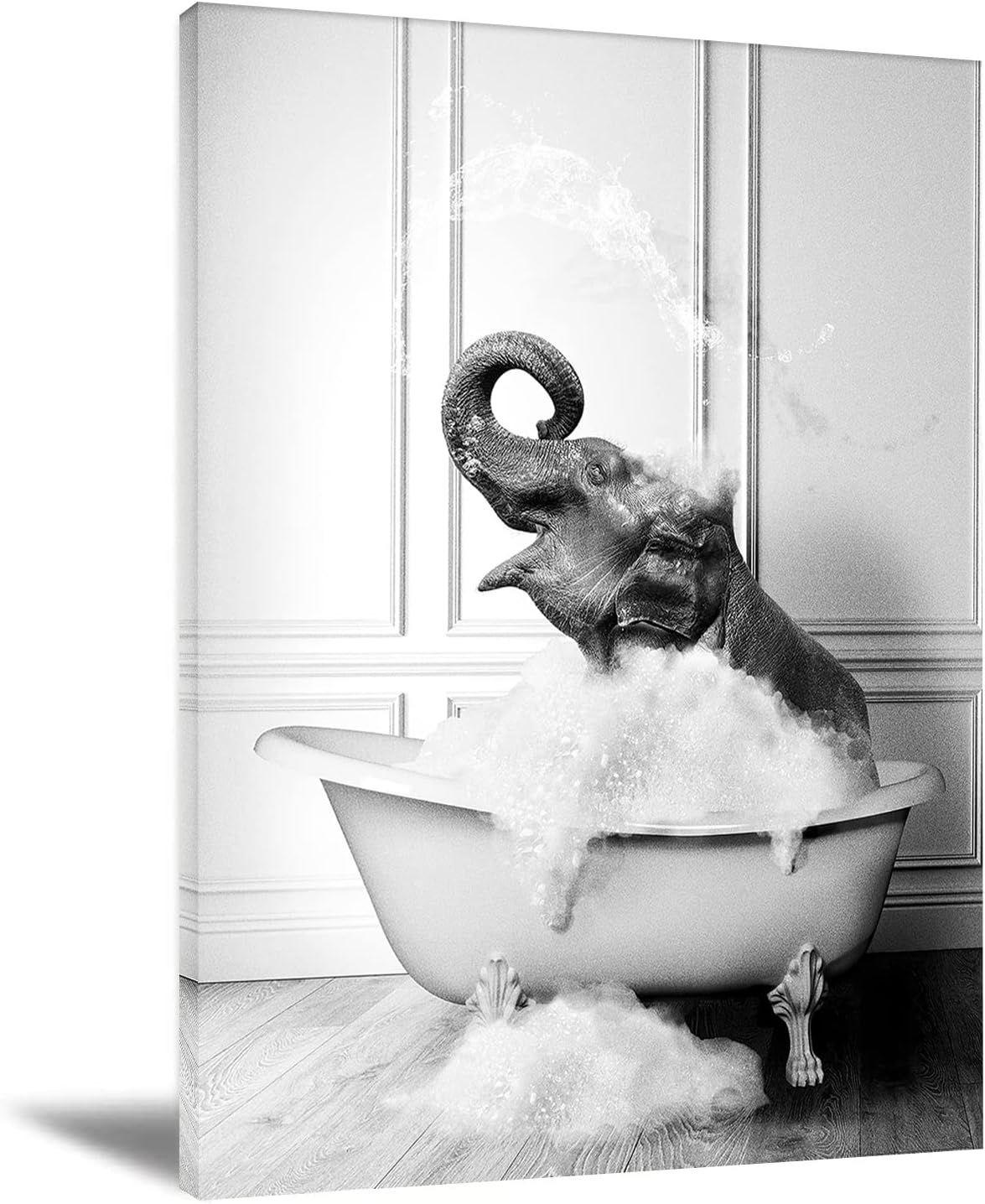 Black and White Funny Bathroom Wall Art Prints Kids Bathroom Decor Wall Art cute elephant