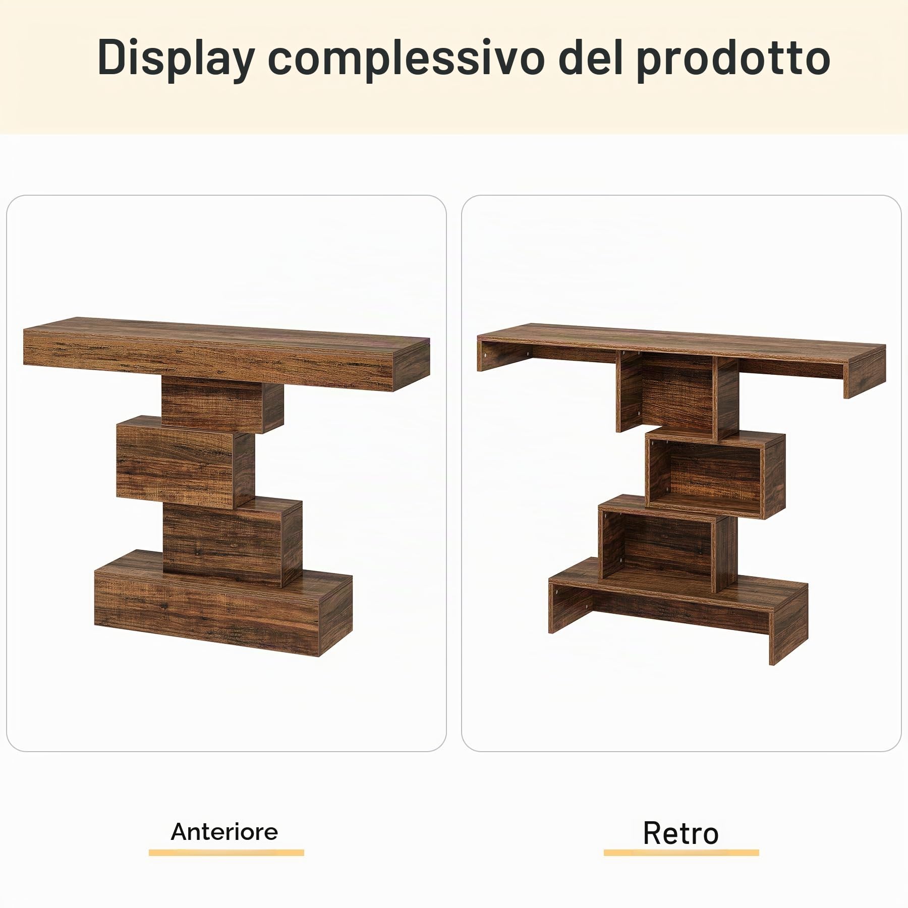 Tribesigns consolle ingresso moderno in Legno, 108x30x80cm, con base dal design accattivante, tavolino stretto in legno, tavolino da divano per soggiorno, corridoio, camera da letto,marrone rustico