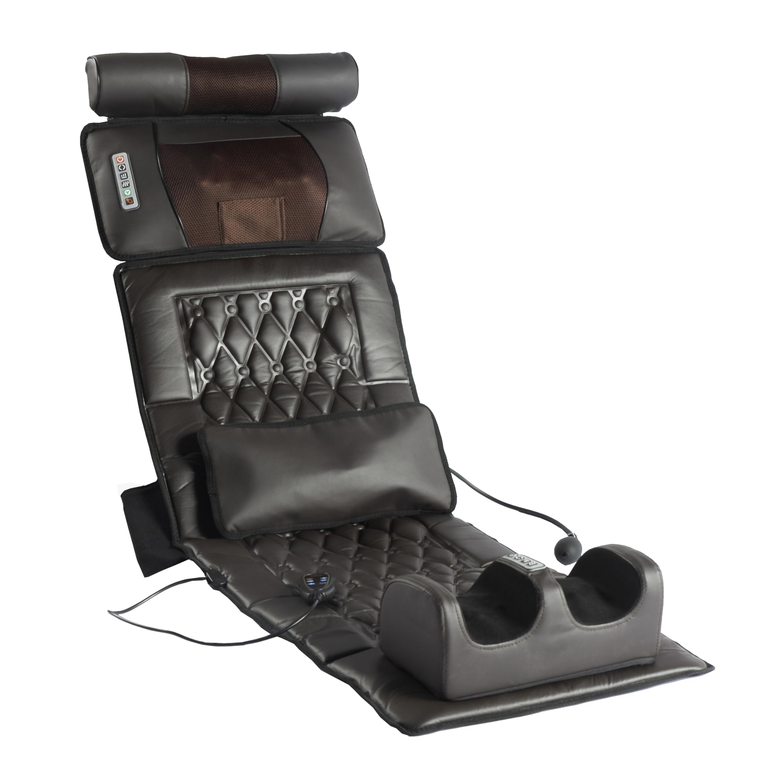 DUPI Colchoneta de Masaje para Cuerpo Completo – Masaje Shiatsu Desmontable, Calor Integrado, Plegable y Portátil, Relajación Muscular, Cuero Sintético Marrón/Burdeos