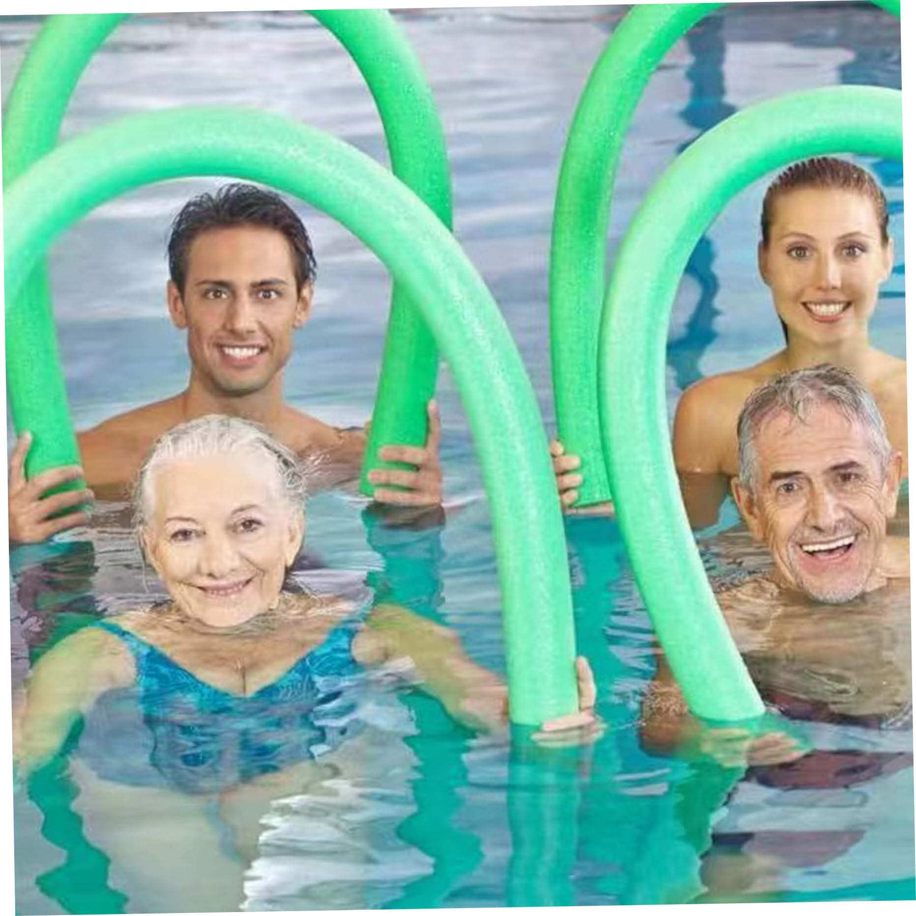 Poolnudeln, Schwimmbadnudeln, Jumbo-Nudeln, Schwimmer, Schaumstoffröhren, Wassersport-Lernhilfe, 2 Stück, Grün.