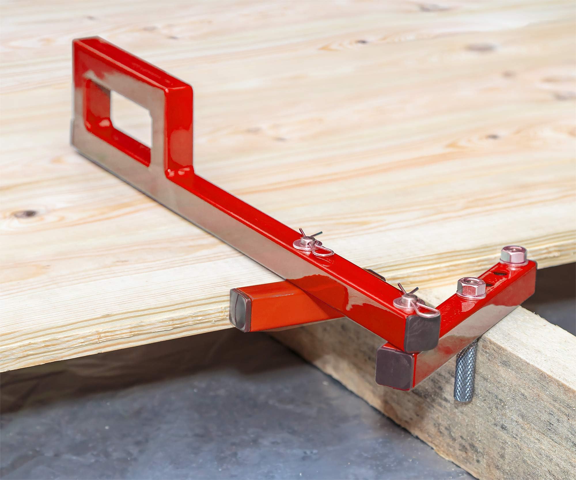 Floor Decking Tool Board Bender - Hardwood Bow Wrench Deck Board Straightener Flooring Jack Straightening Tool - Push & Pull - Extremely Adjustable Gripper Fits 2" 3" 4" 5" Floor Joists - Red