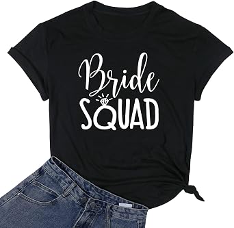 Bride Shirts for Women Bride Team Tshirt Short Sleeve Bachelorette Party Wedding Bridesmaids Squad Tee Tops