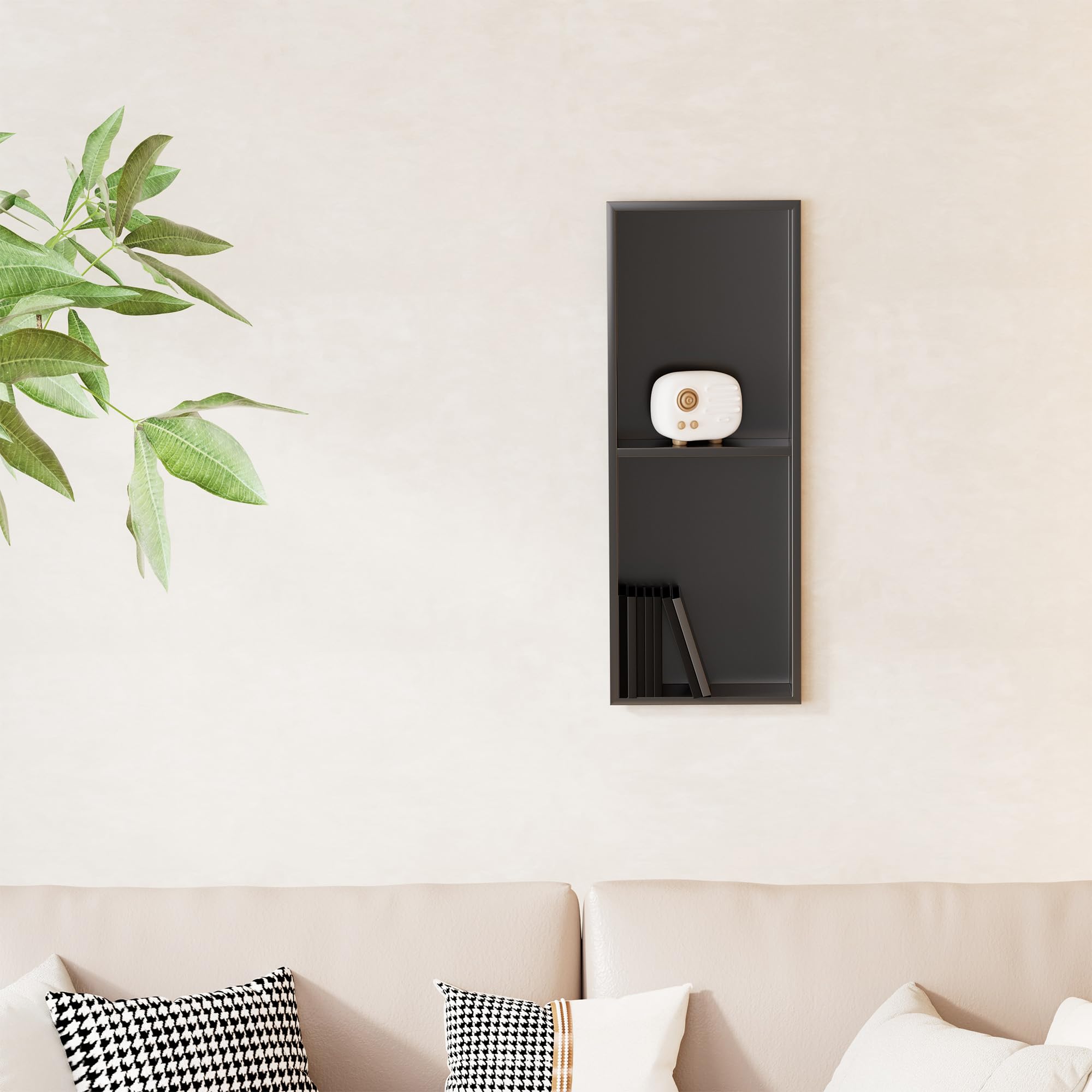 bimiti Nicho de pared de baño, negro, de acero inoxidable, organizador de doble estante de 70 x 28 x 12,5 cm, estante negro, almacenamiento de ducha para baño, cocina (1, doble capa)