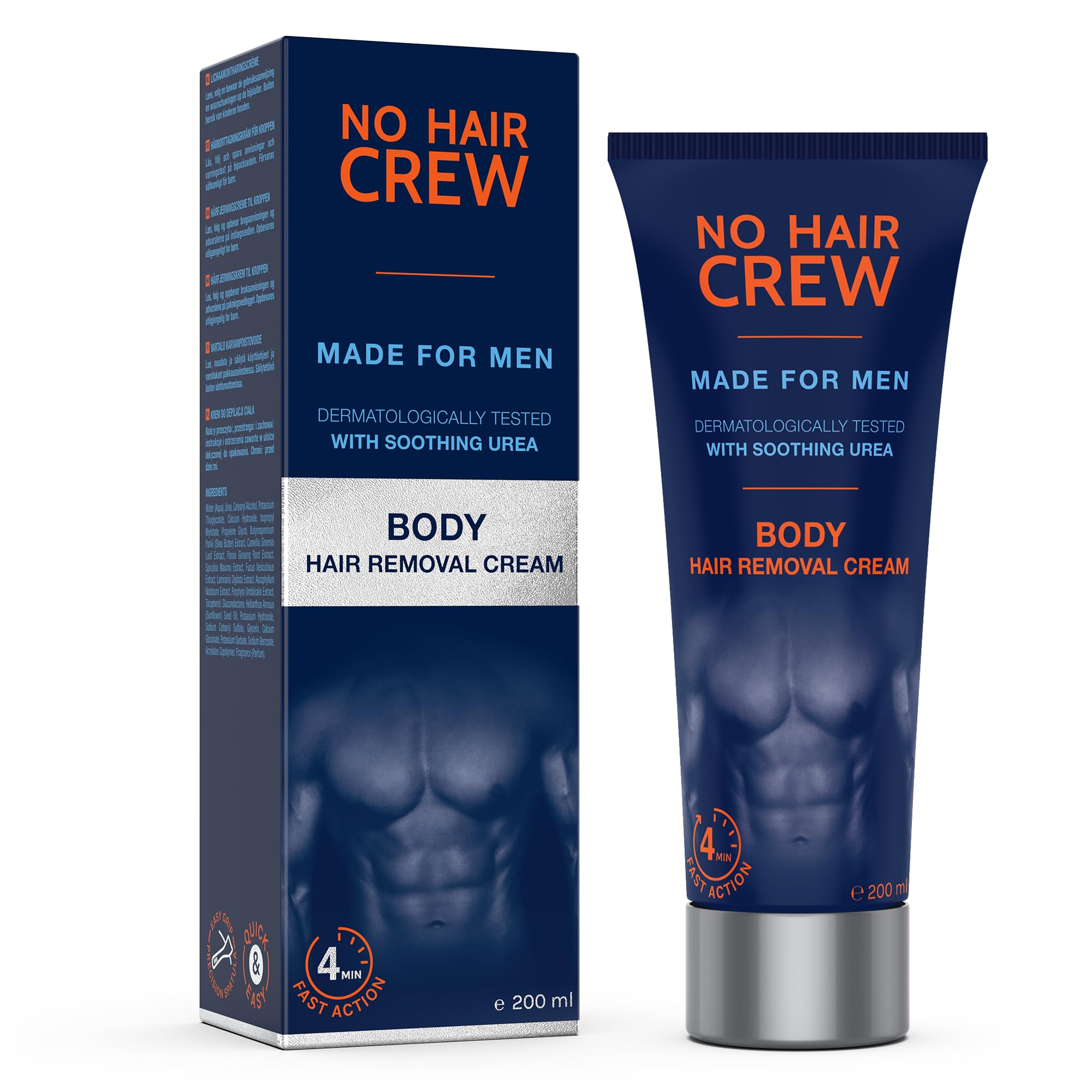 NO HAIR CREW Crema Depilatoria Corporal Premium Masculina – Hecha para Hombres 200 ml