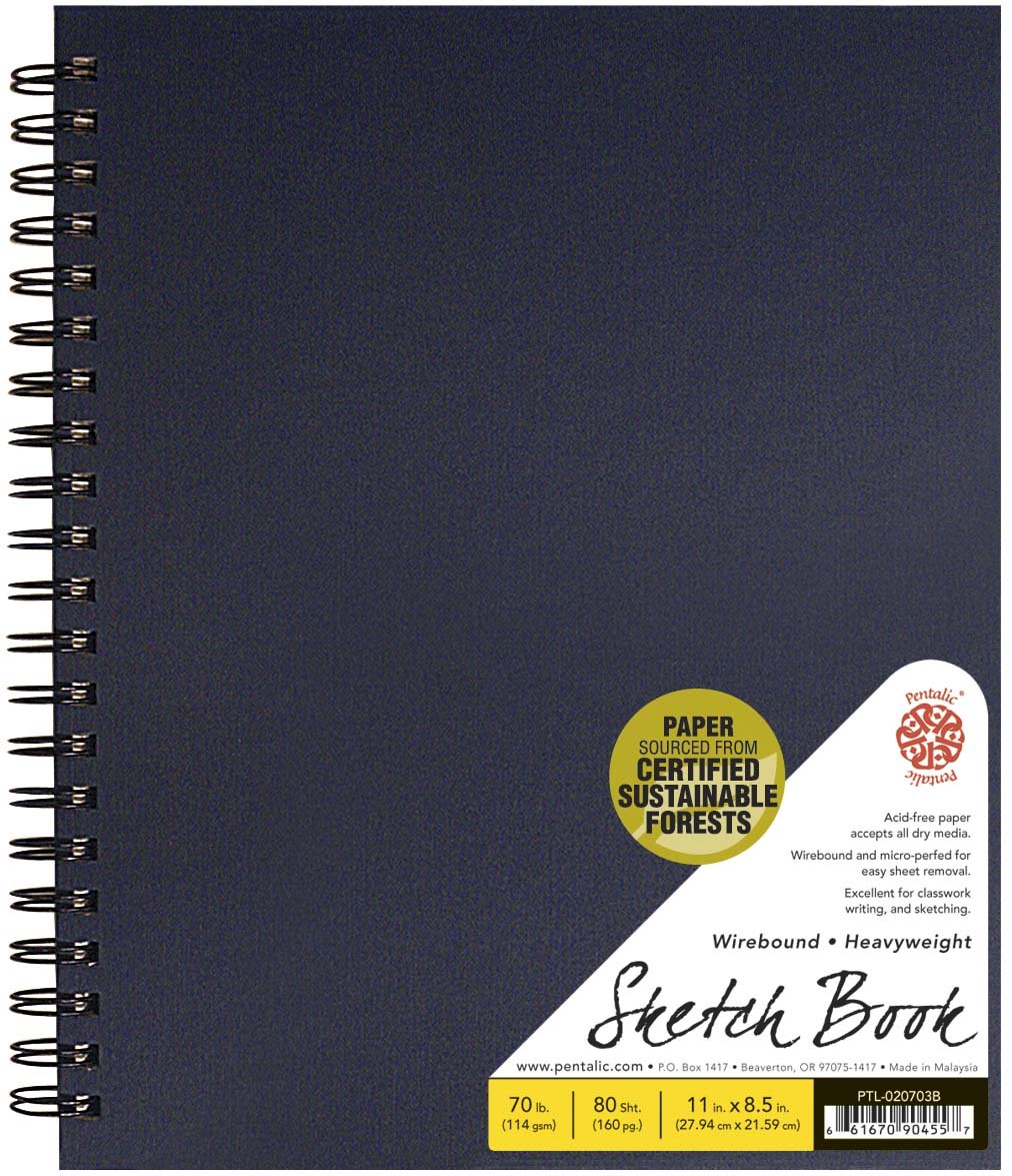 Pentalic Carnet de Croquis, Cahier à Spirale, 8–1/5,1 cm par 27,9 cm, Bleu