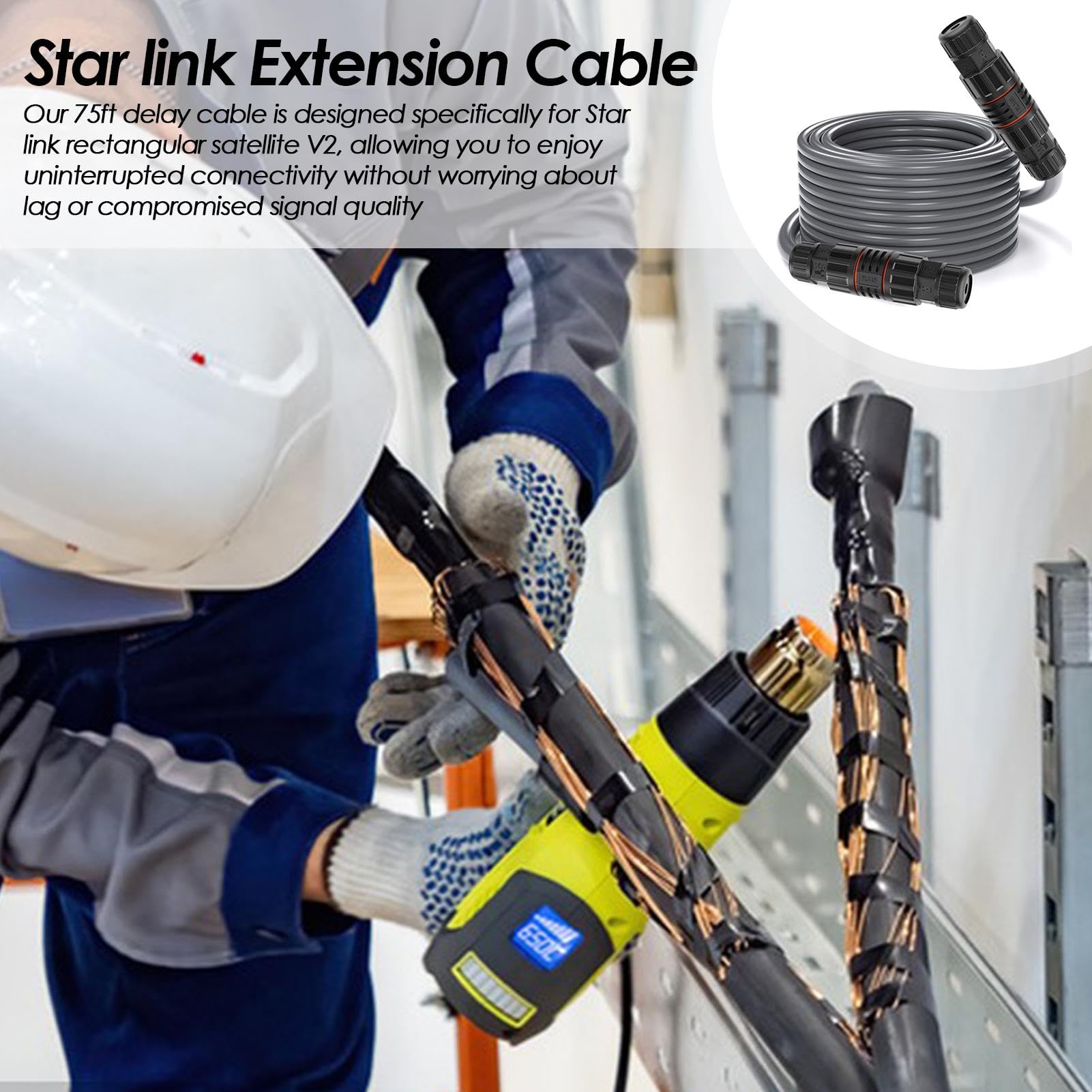 Câble d'extension Ethernet, câble Ethernet de rechange | Câble de rechange de 75 pieds pour rallonger le câble d'origine – Prend en charge le protocole 1000 m, blindage intégré avec cuivre sans