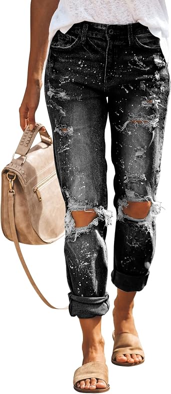 Distressed Stretchy Denim Pants 