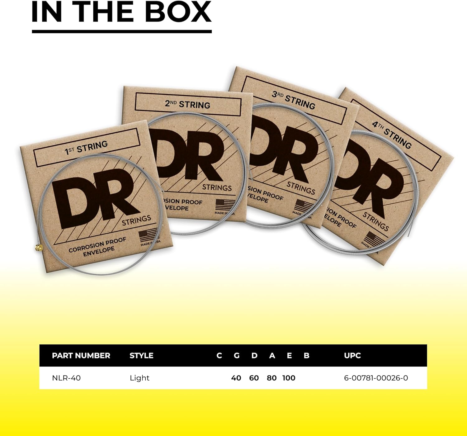 DR Strings Sunbeam - Nickel Plated Round Core Bass 40-100 (NLR-40)