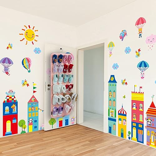 Miniatura 7 de PACMAXI Organizador de zapatos sobre la puerta para 12 pares de zapatos de bebé niños y niñas, organizador de zapatos de bebé colgante con gancho