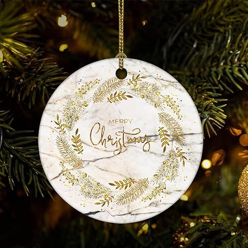 Two-Side Printed Merry Christmas Marble Ceramic Christmas Ornament Novelty for Family Friends Kids Natural Marble Christmas Keepsake Pendants Two-Side Printed Merry Christmas Marble Ceramic Christmas Ornament Novelty for Family Friends Kids Natural Marble Christmas Keepsake Pendants