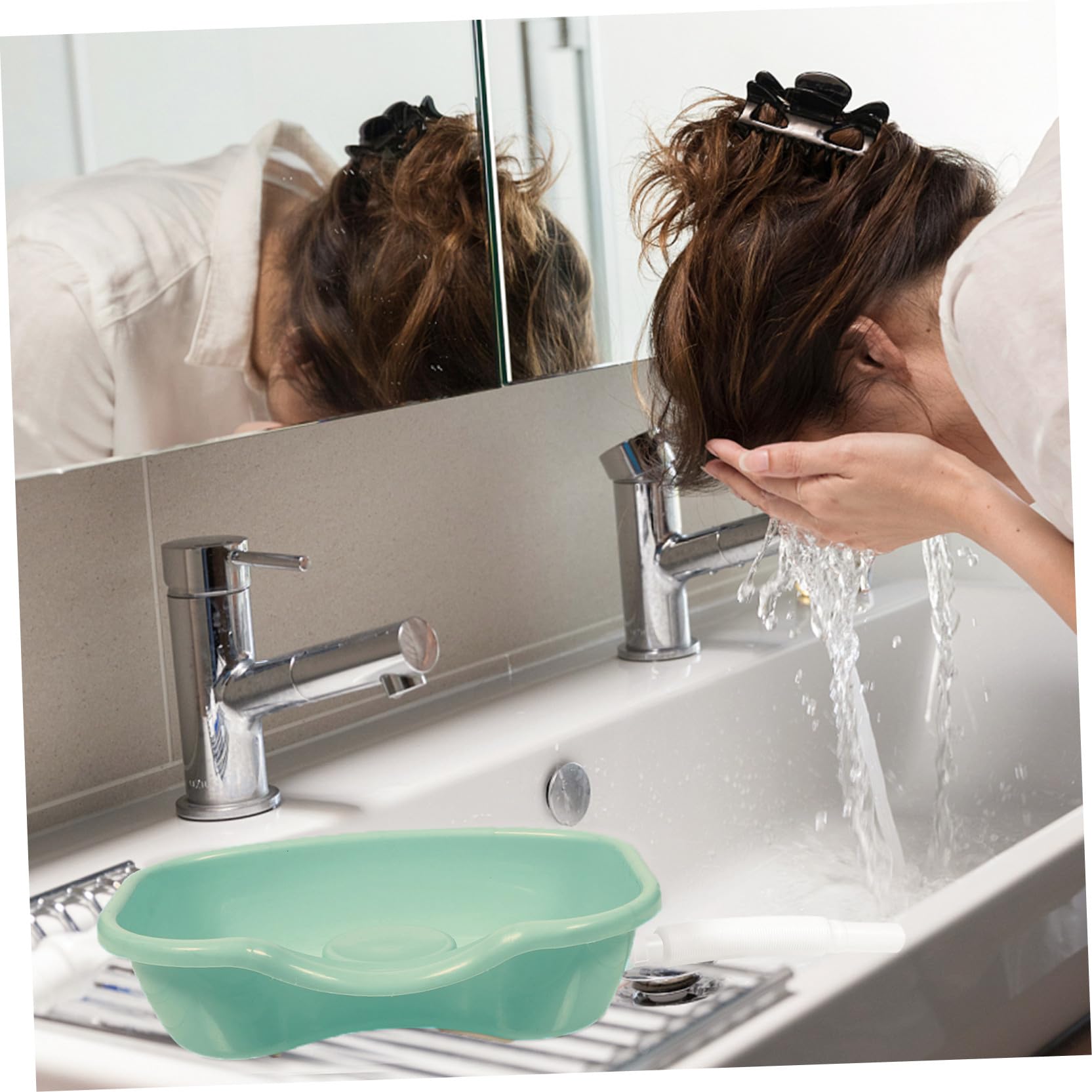minkissy Haarwaschbecken aus Kunststoff für Bettlägerige Ergonomische Form mit Glatter Oberfläche für Bequemes Haarewaschen im Bett