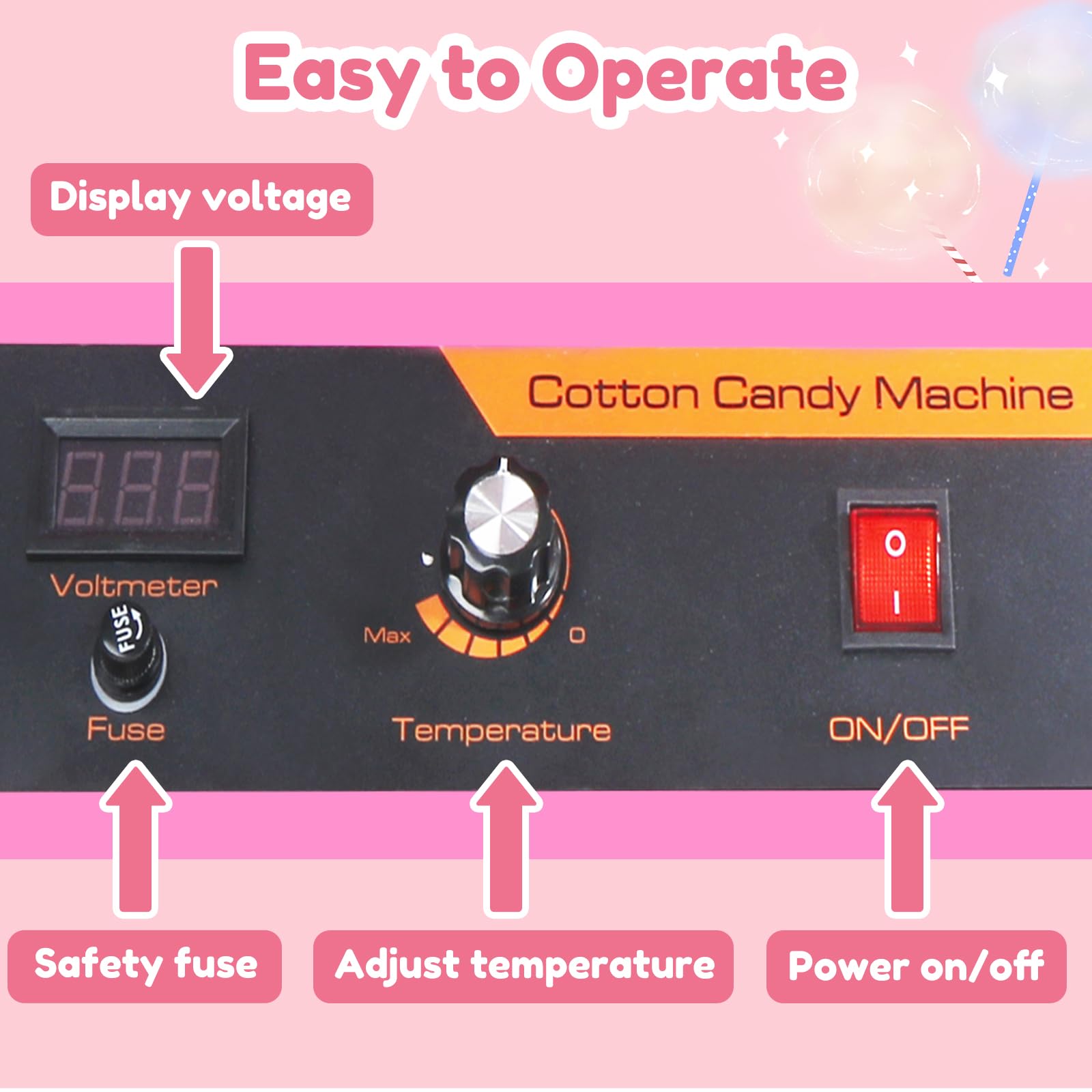 Máquina profesional de algodón de azúcar de 1000 W, ideal para postres comerciales, perfecta para cumpleaños, fiestas, salones, mercados y actividades familiares. Rosa.
