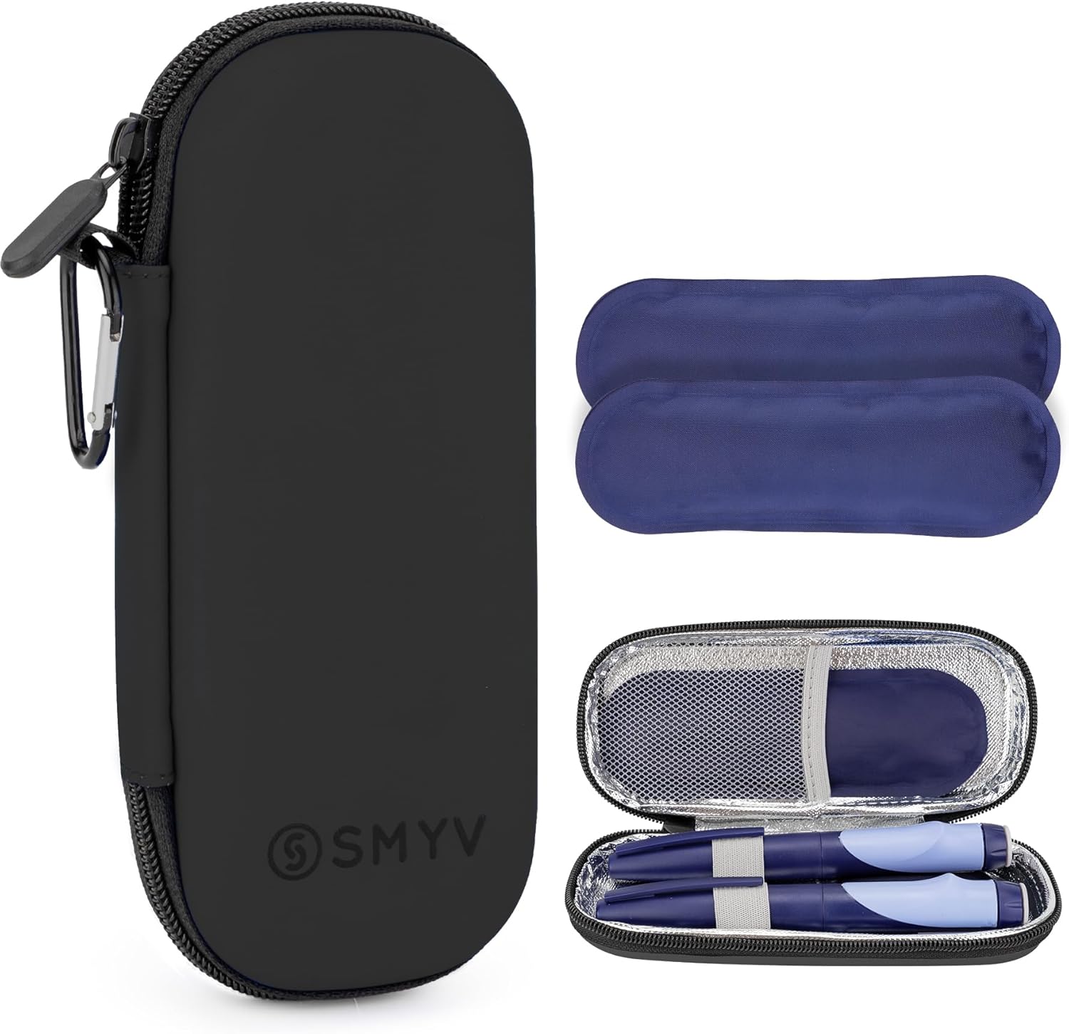 SMYV Insulin Cooler Travel Case with 2 TSA Approved Ice Packs, Medication Cooler for Diabetic Supplies, Compact for Travel and Daily Life - Black