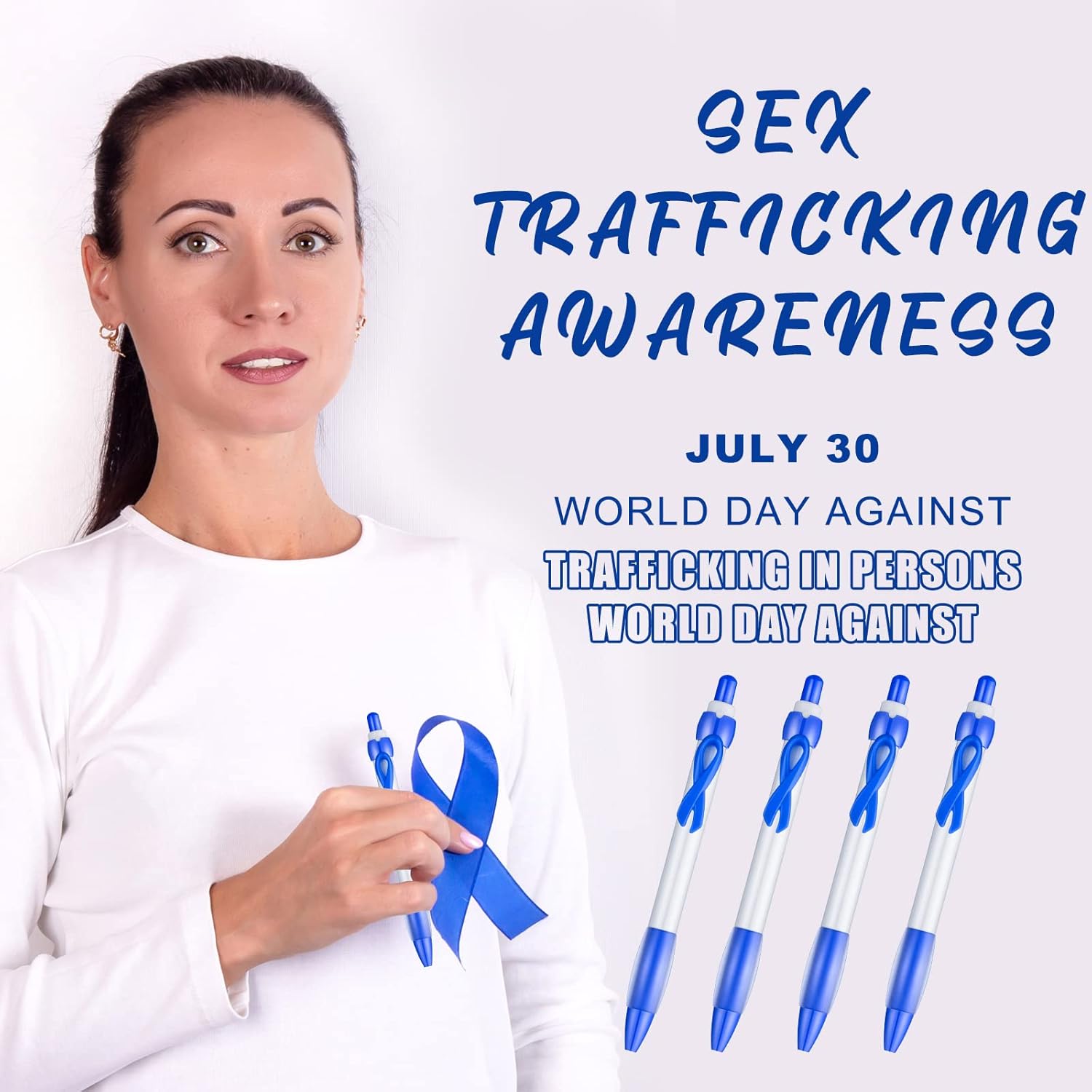 Yexiya 100 Pcs Breast Cancer Awareness Ribbon Pen Autism Domestic Violence Aids Sexual Child Abuse Mental Health Ovarian Cervical Colon Leukemia Liver Pride Lung Item, Black Ink(Blue Color)
