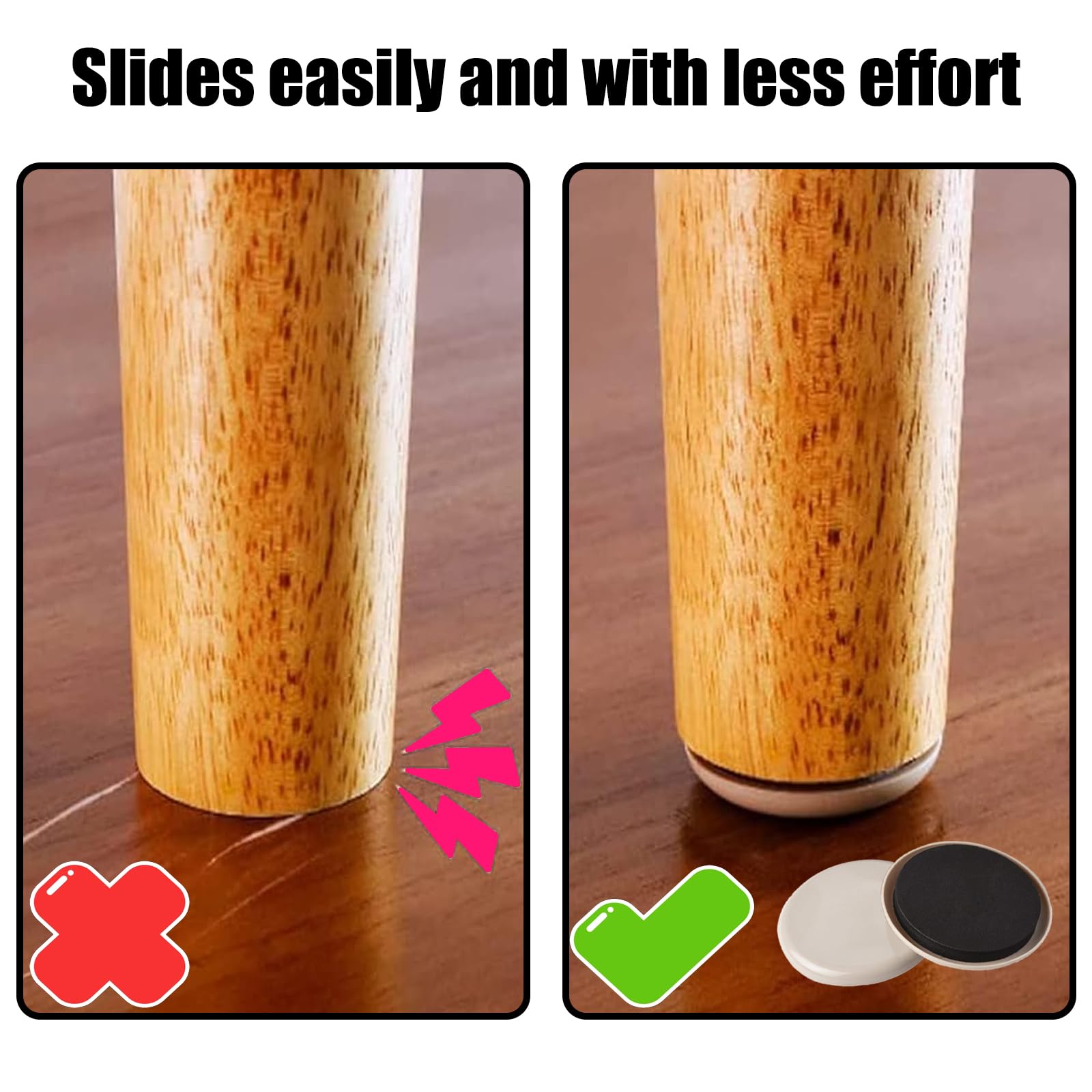 Scivoli Per Mobili 25mm E 50mm - Set Di 16, In PTFE, Autoadesivi, Per Spostare Mobili Pesanti - Foto 5