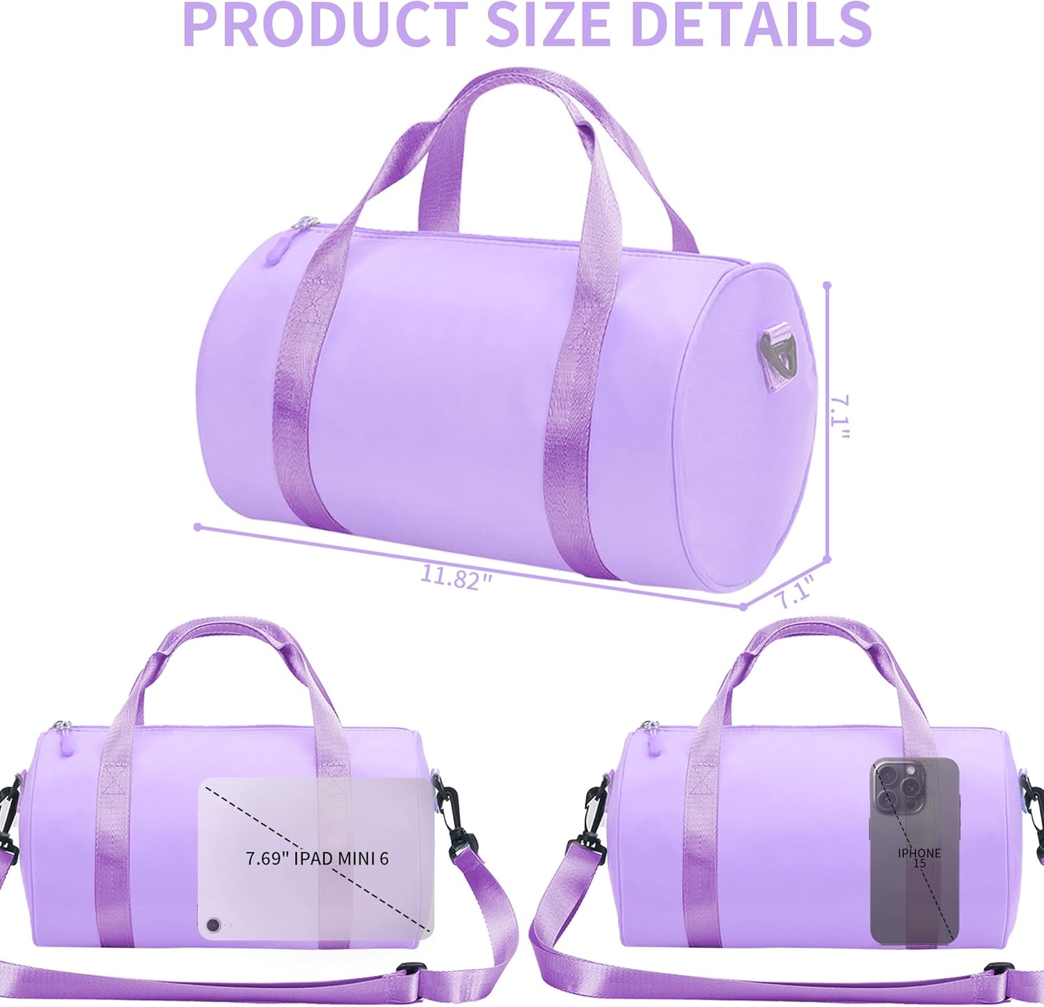 Mini Gym Bag for Women Small Duffle Bag Mini Gym Tote Bag Sport Bag for Yoga Swimming Dance (Purple) - Image 2