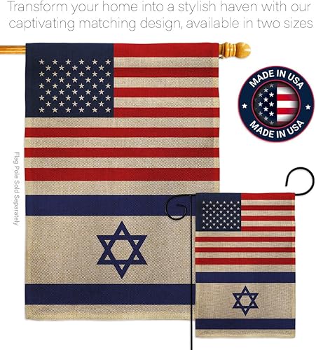 Miniatura 4 de Bandera israelí estadounidense de bandera de Israel, bandera de arpillera, pared, césped, puerta, habitación, póster al aire libre, tapiz interior