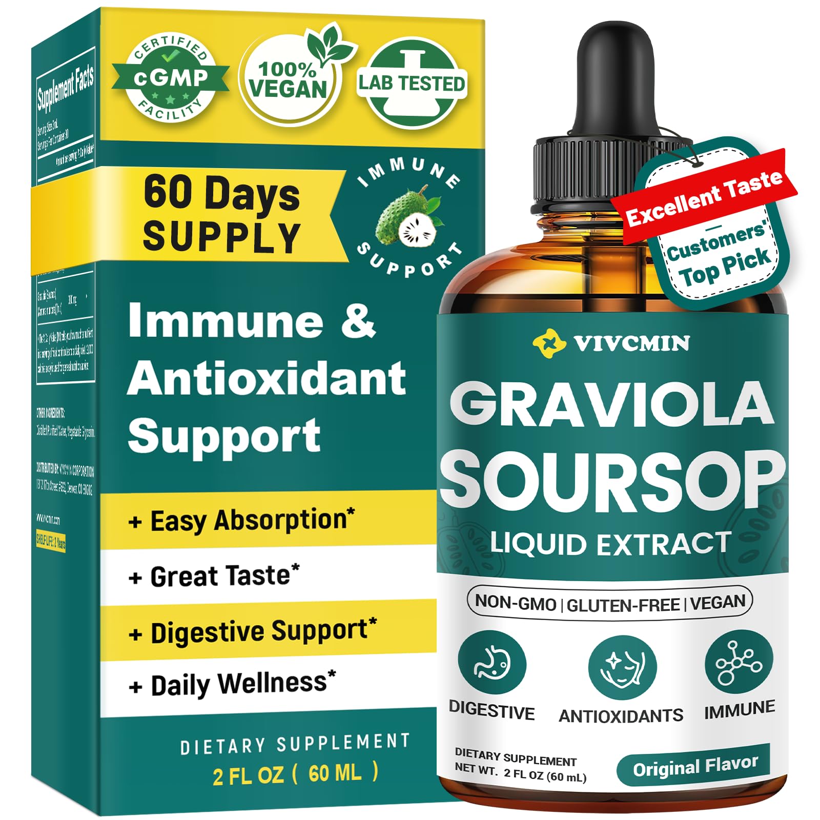 Soursop Bitters Liquid Graviola Leaf Extract 2 Fl Oz – Original Flavor Unflavoured