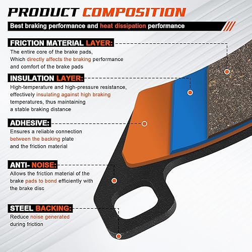 Miniatura 6 de Cyleto Pastillas de freno delanteras y traseras para Arctic Cat 300 1000 500 650 700 570 550 450 400 366 350 250 4x4 Prowler 700 XT 550 650 XTX 700