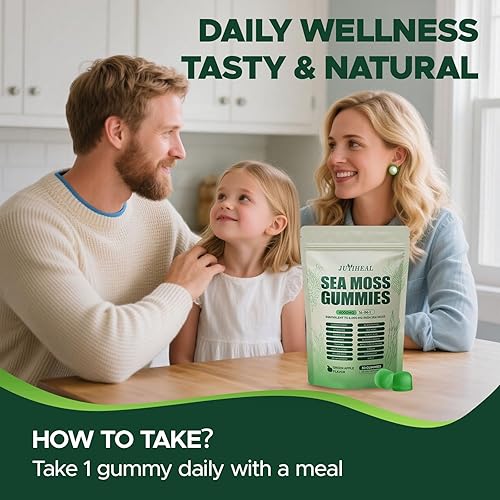 Miniatura 6 de Gomitas de musgo marino 16 en 1 con aceite de semilla negra de Ashwagandha, cúrcuma, vitamina C y D3 con raíz de bardana de manuka, gomitas de musgo