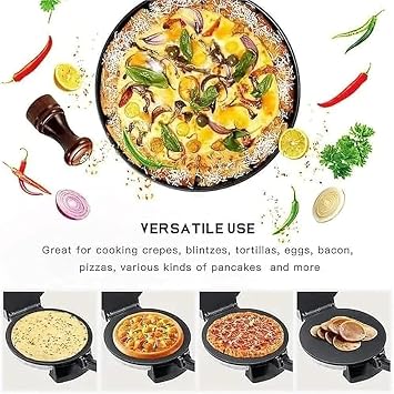 1100W Automatic Electric Roti & Chapati Maker Machine 10 Non-Stick Double-Sided Heating with Adjustable Temperature & Indicator Lights