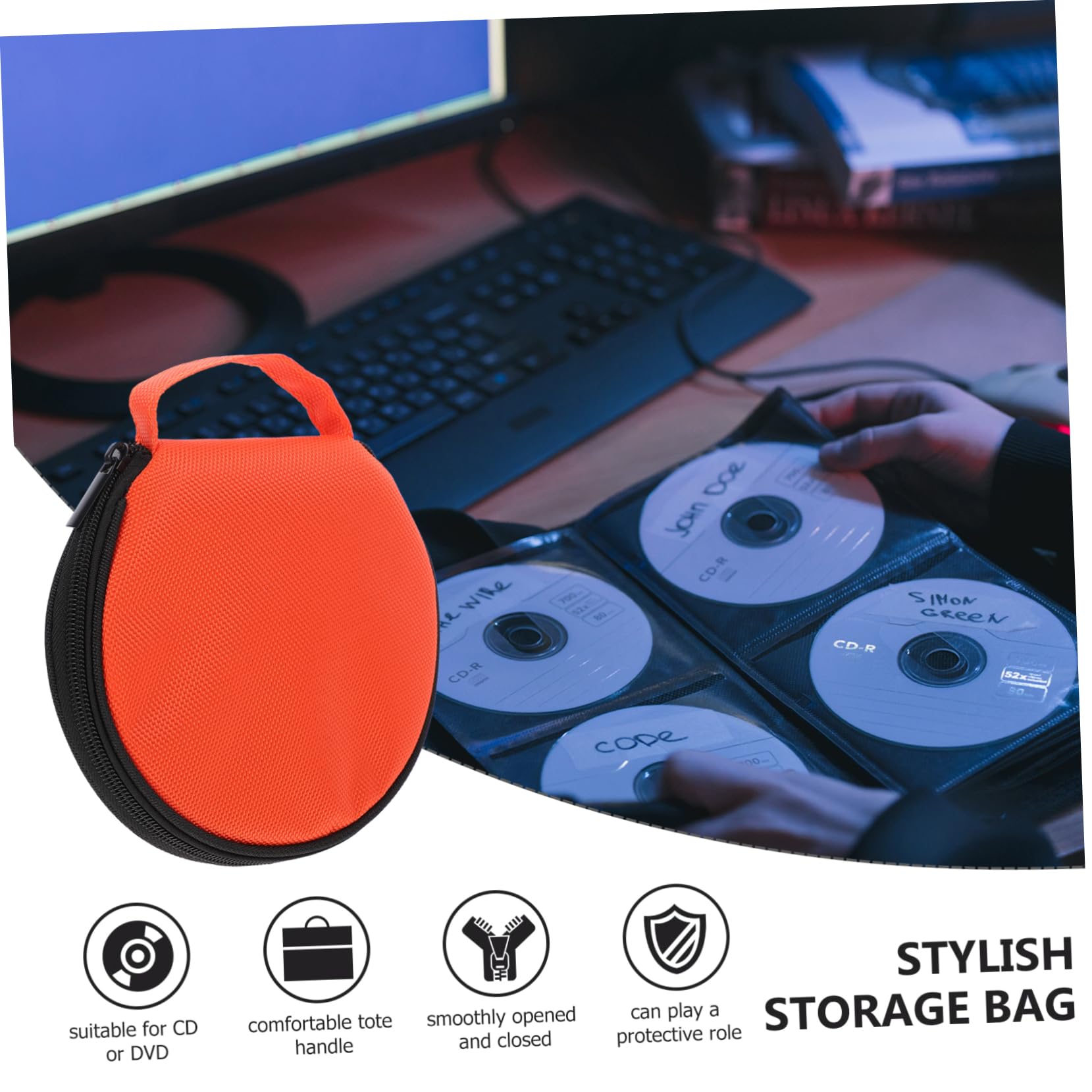 Ciieeo Cd Organizer Da Slot Oxford Per Auto Custodia Dvd e Cd Portatile Resistente e Leggera Per Viaggi e Uso Domestico Elegante e Compatta