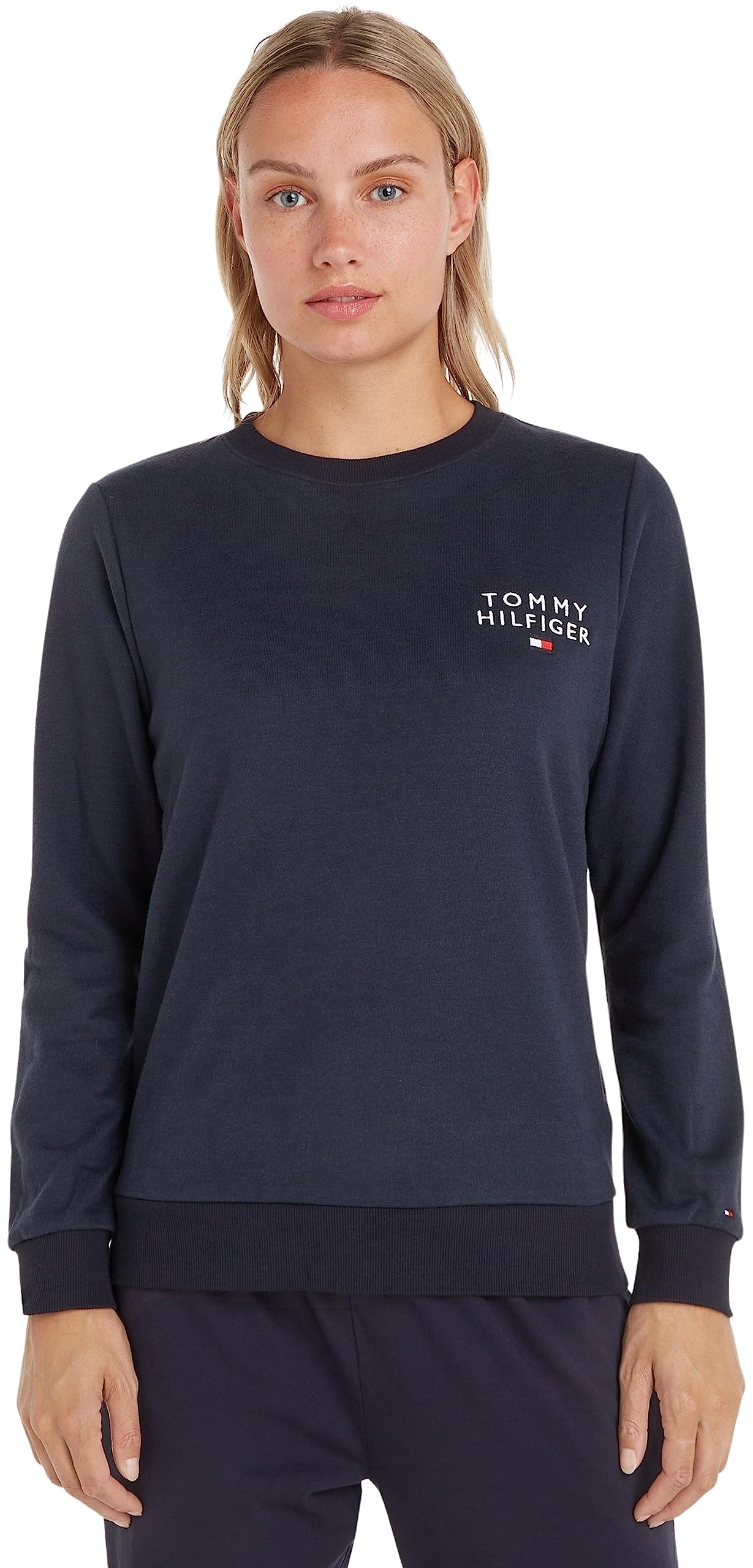 Tommy Hilfiger Women’s Round Neck Sweatshirt, Blue (Desert Sky), L