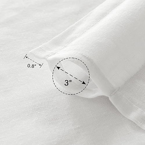 Miniatura 6 de SHINELAND Cortinas traslúcidas de lino corto blanco de 48 pulgadas de largo para dormitorio, 2 paneles con bolsillo para barra, semiprivacidad