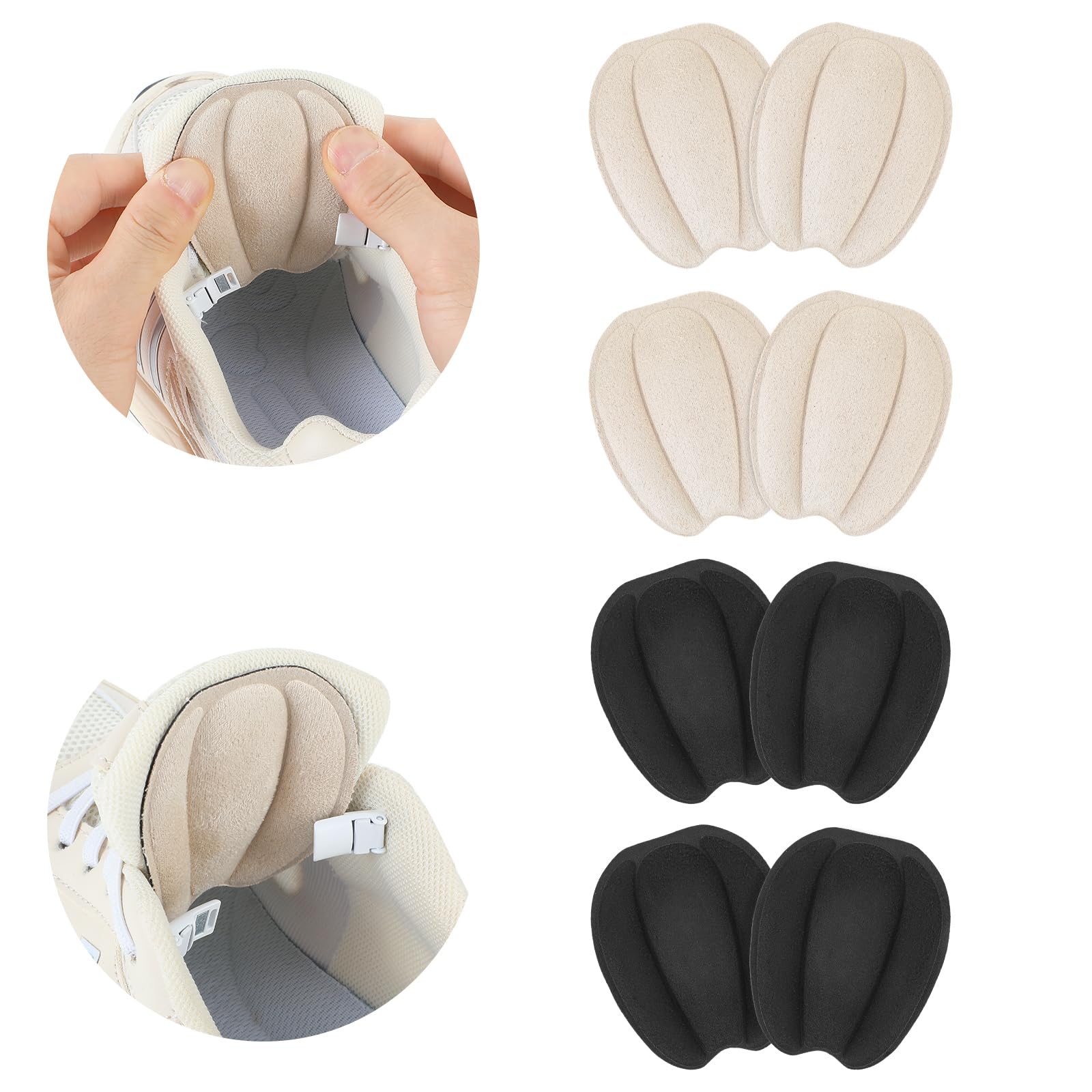 4Pairs Tongue Pads for Shoes, Non Slip Shoe Size Reducer Soft Shoe Tongue Pads for Men Women, Self-Adhesive Heel Grips for Loose Shoes(4 Tongues)