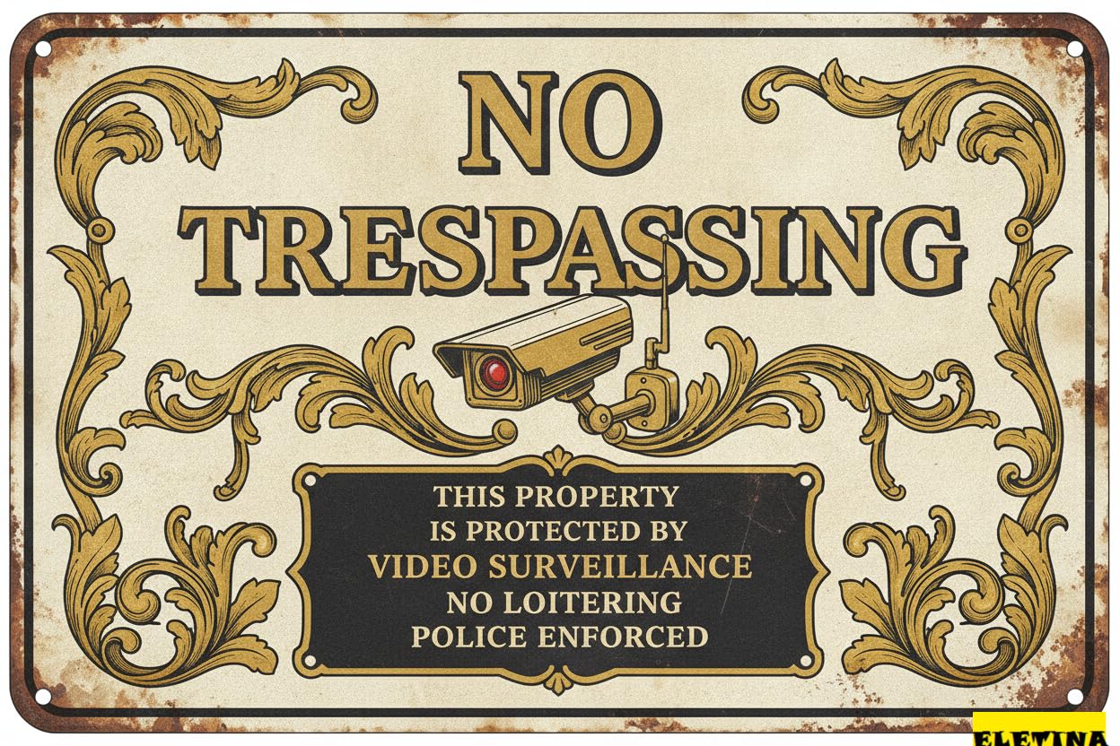 No Trespassing This Property Protected Metal Art Tin Sign UV Protected Waterproof Fade Resistant Home Decor 8x12in