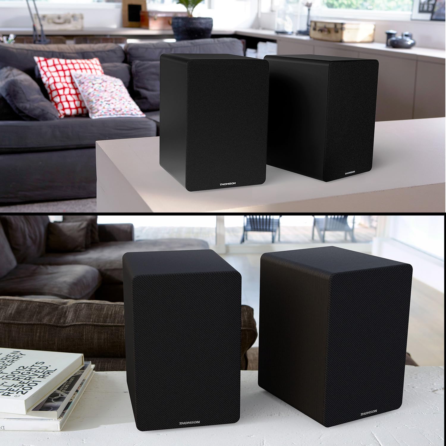 Pickering WS400DUO Enceintes Bibliothèque Stéréo 50W - Caisson Bois, Bluetooth 5.0, Entrée Optique, Clé USB 32Go