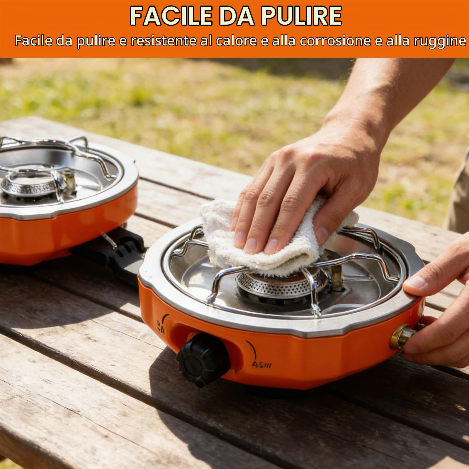 Fornello da Campeggio a 2 Fiamme, Collapsible Portatile Fornello da Gas a 2 Fuochi con Bruciatore Regolabile e Accensione Piezoelettrica per Campeggio, Escursionismo e Emergenze