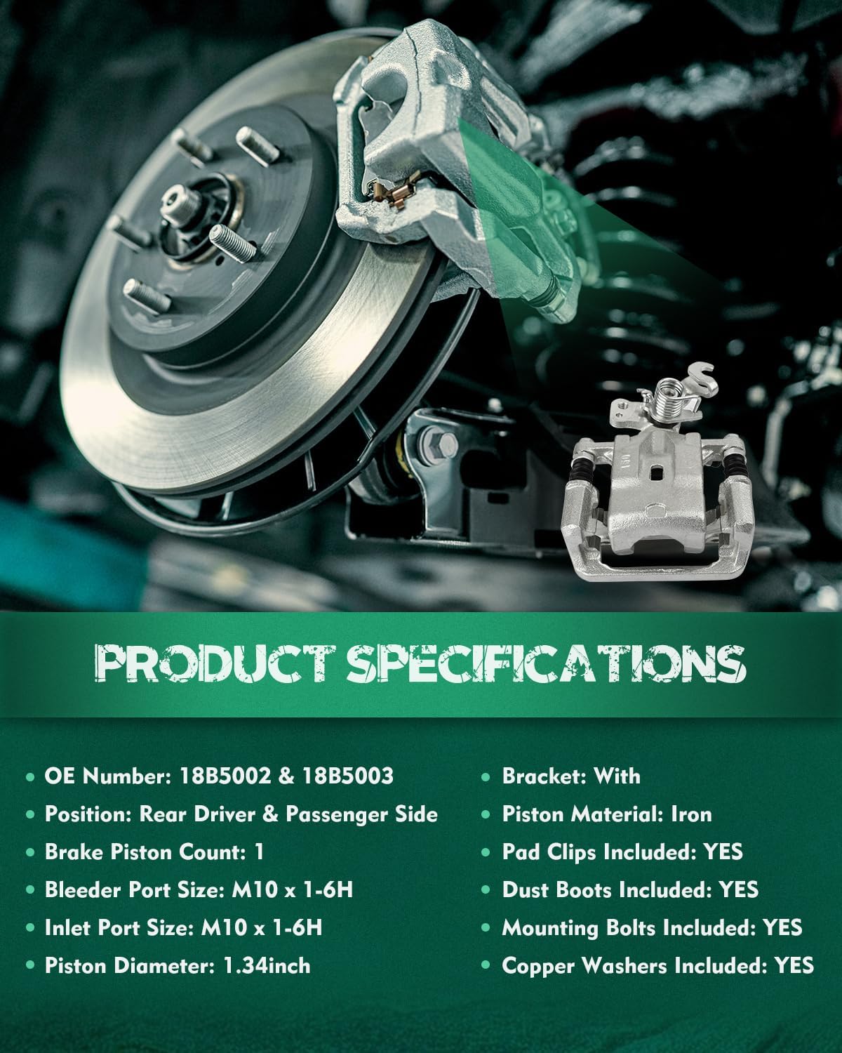 AUTOMUTO Rear Left & Right 18B5002 18B5003 Disc Brake Calipers With Bracket For Ford 2006-2012 For Lincoln 2006-2012 For Mazda 2006-2013 For Mercury 2006-2011