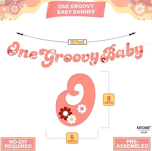 Miniatura 5 de KatchOn, Cartel One Groovy Baby  10 pies  Decoraciones de fiesta Groovy One Girl  Decoraciones de fiesta geniales para niñas  Una pancarta Groovy