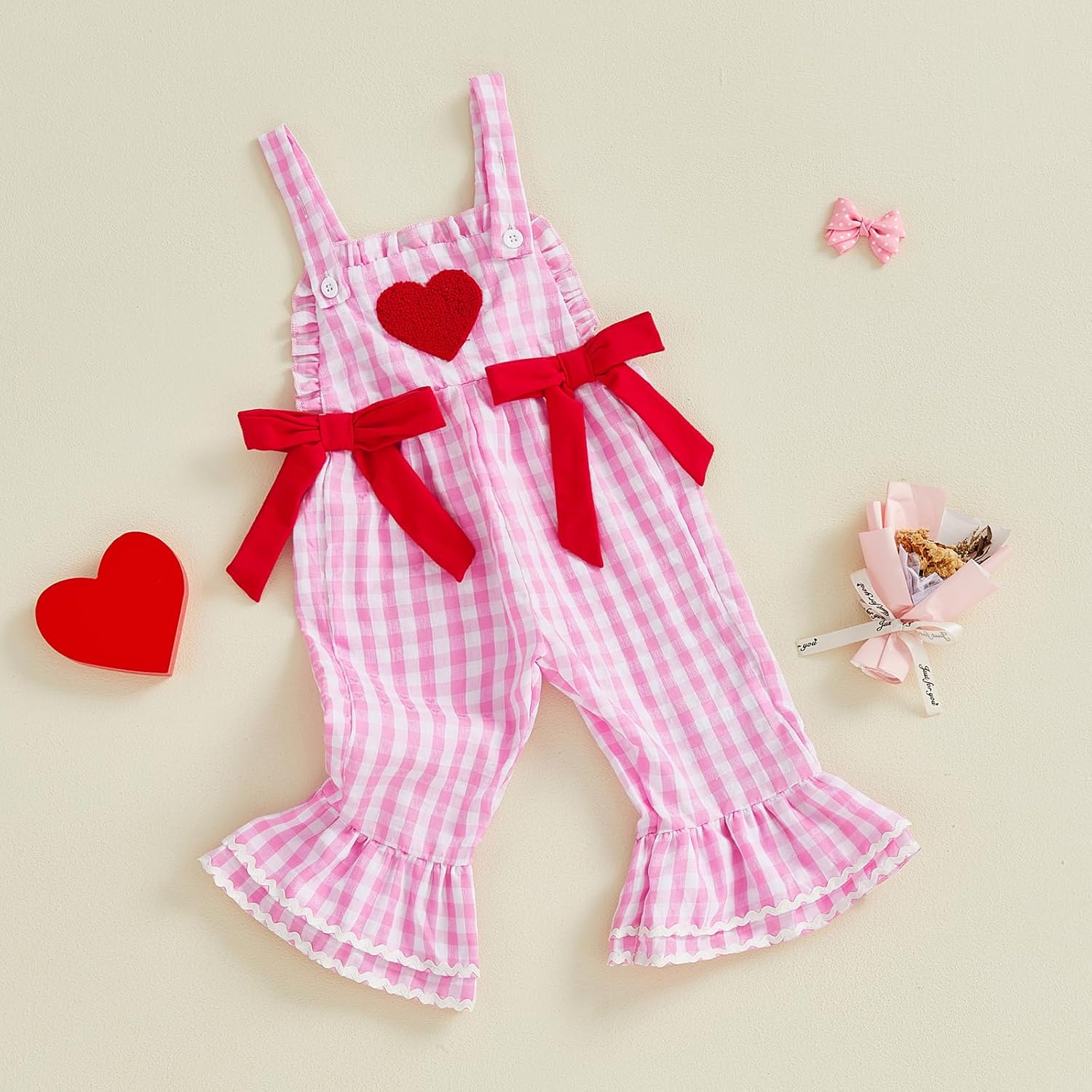 Adobabirl Toddler Baby Girl Easter Outfit Overalls Easter Eggs Bunny Embroidery Romper Flare Pants Bell Bottom Jumpsuit - Image 2