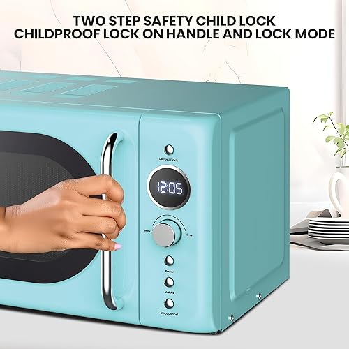 Miniatura 4 de Total Chef Horno microondas retro  20L  0.7 pies cúbicos  Inicio rápido y descongelación por pesotiempo  8 modos de cocción preestablecidos para