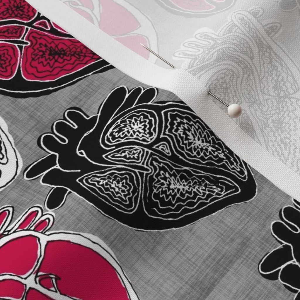 Spoonflower Fabric - Heart Anatomical Goth Vampire Zombie Medical Anatomy Printed on Petal Signature Cotton Fabric by The Yard - Sewing Quilting Apparel Crafts Decor