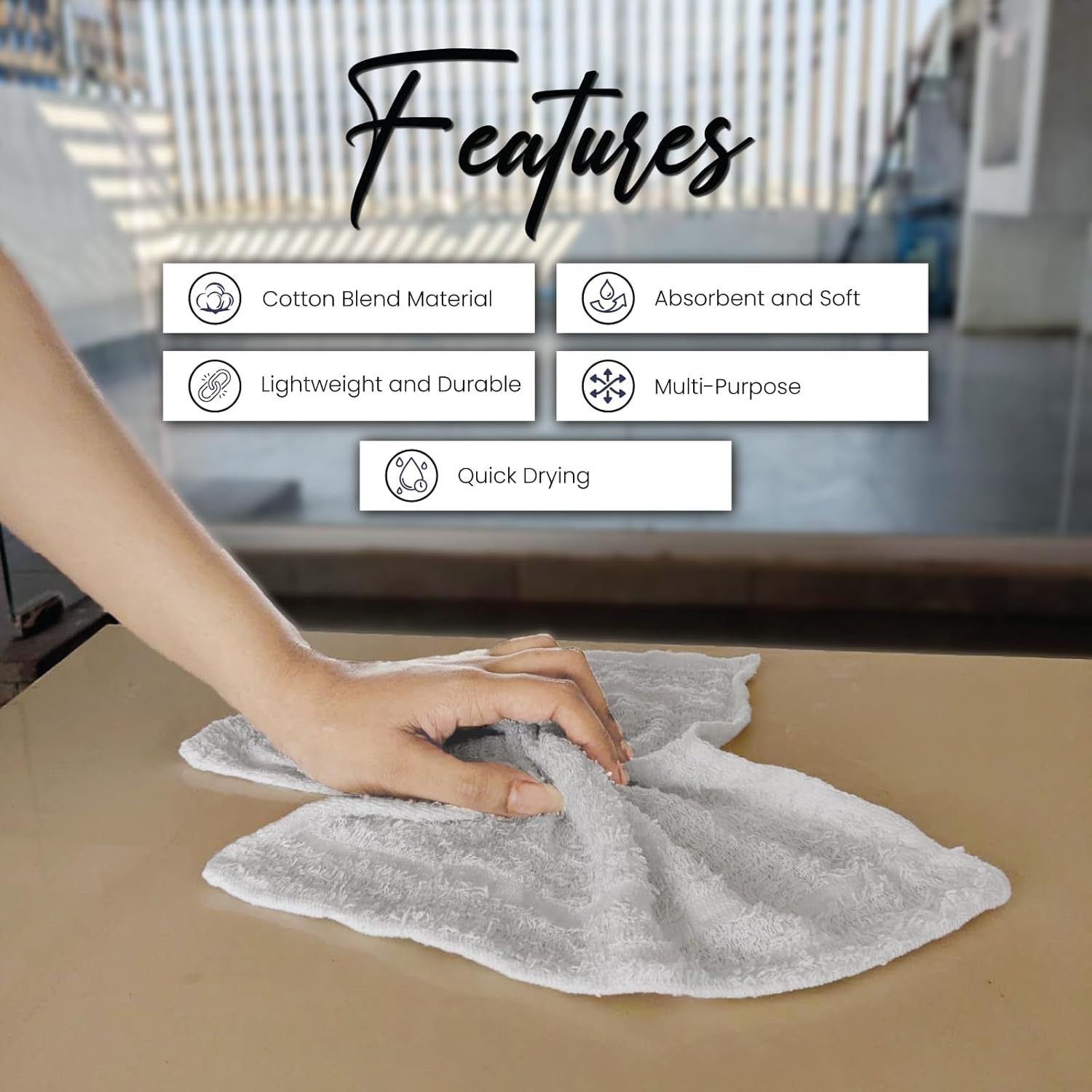 Wash Cloths 12 x 12 inches | Pack of 48 - Durable, Soft & Absorbent, White Washcloths for Everyday Use, Ideal for Home, Gym, Spa & Cleaning - Machine Washable