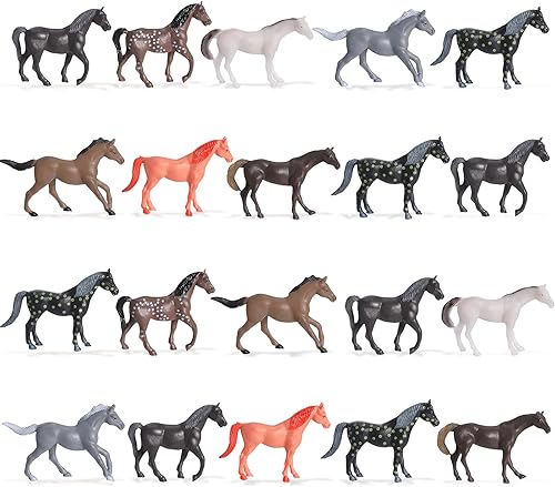 Skylety 20 figuras de caballo de juguete pequeño de plástico a granel, mini figuras de caballo para fiesta, decoración de modelo realista para niñas