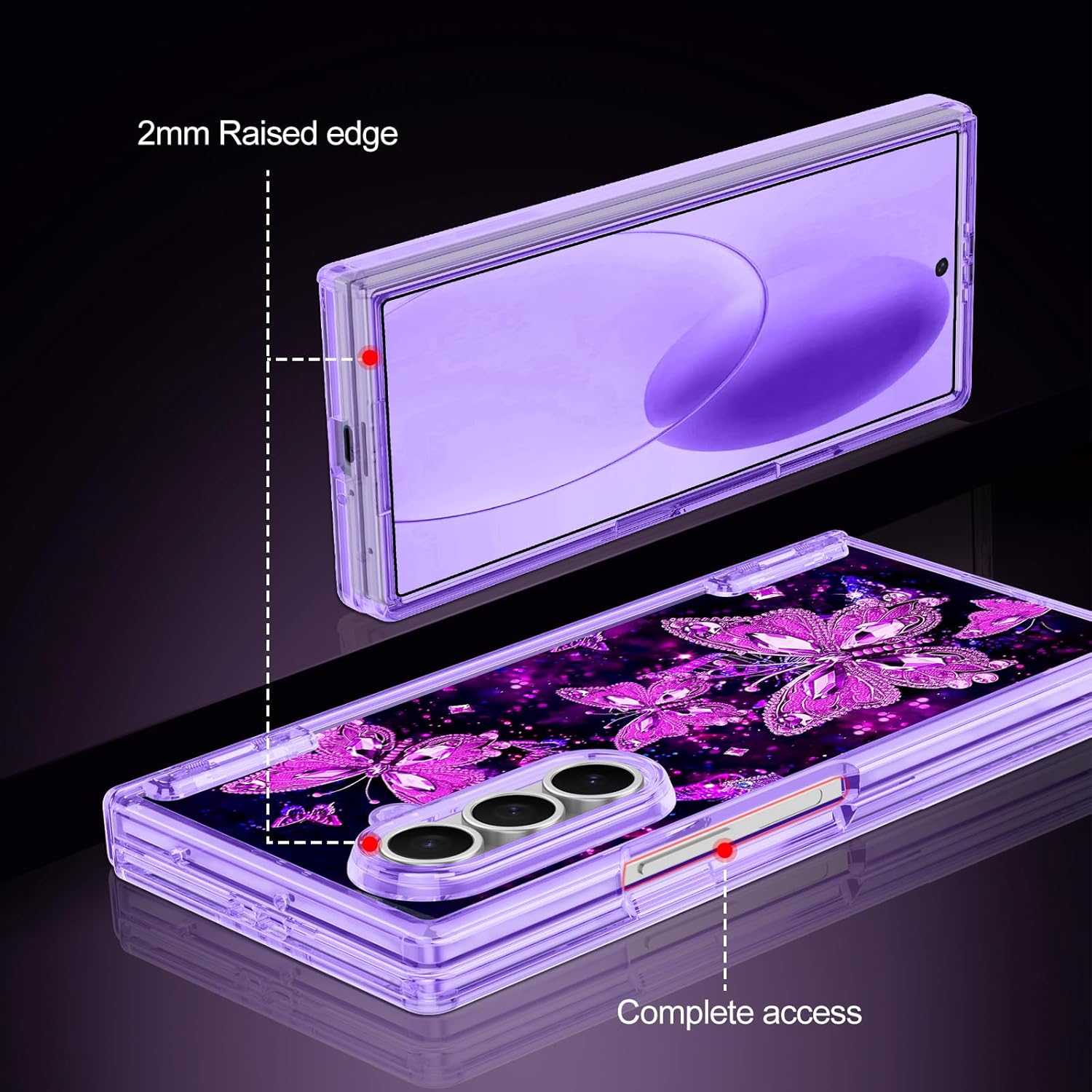 Hekodonk for Galaxy Z Fold 7 Case,[Compatible with MagSafe][Glow in The Dark][Front Screen Protector][Stand][Hinge Protection],Slim Fit for Women Girls for Samsung Galaxy Z Fold 7,All Purple - Image 9