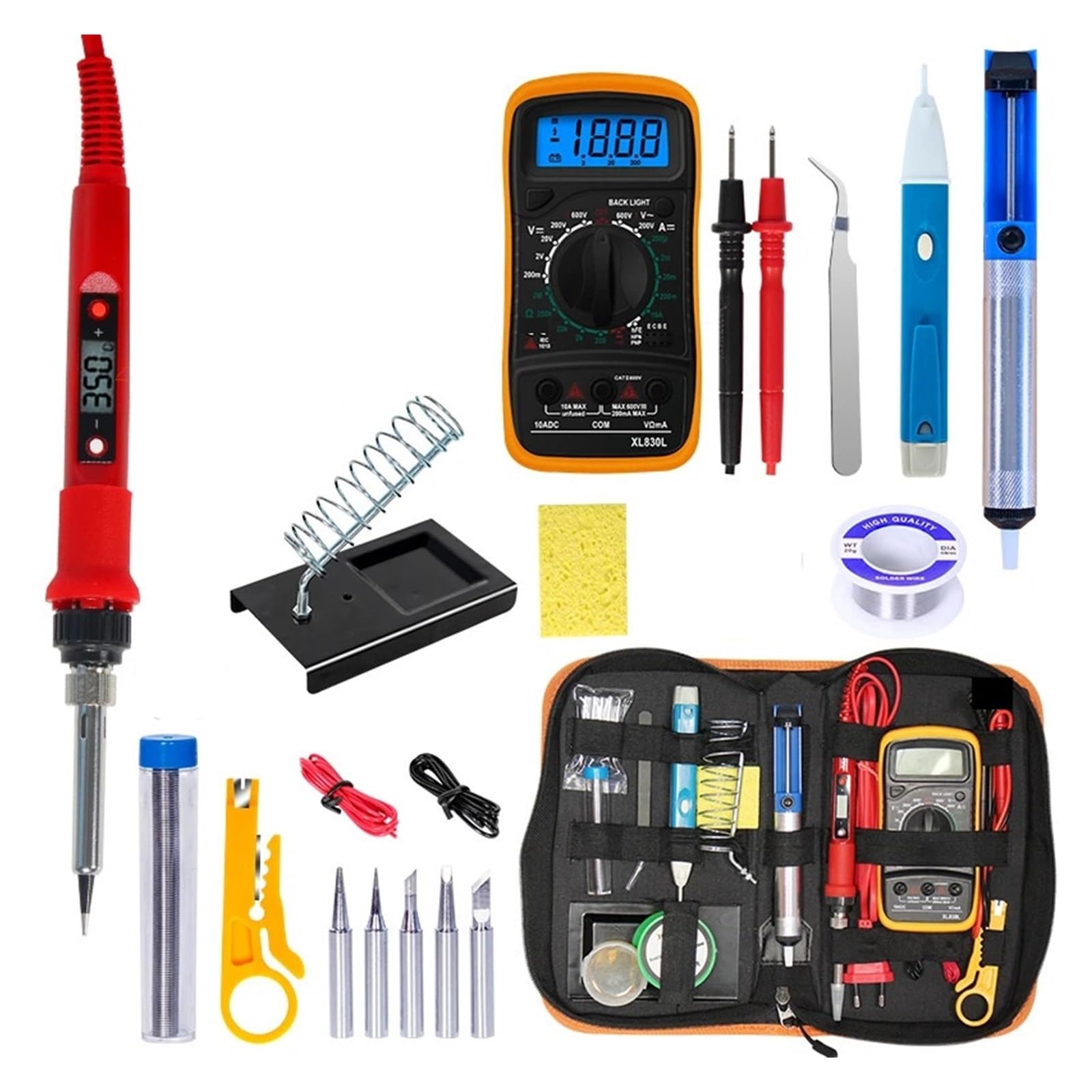 Kit De Soldador Eléctrico Temperatura, Pistola For Soldar 80W Con Bomba Multímetro, Kits Herramientas Soldadura Calentamiento Preciso