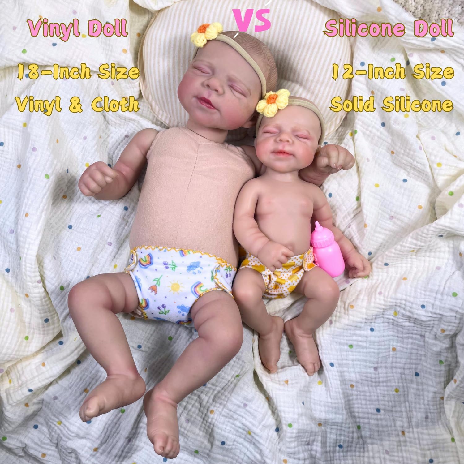 MRB Realistic Reborn Baby Doll, 12 Inch Silicone Lifelike Baby Dolls, Full Solid Silicone Body Washable Girl Stress Relief Doll for Kids Age 3 + & Collection